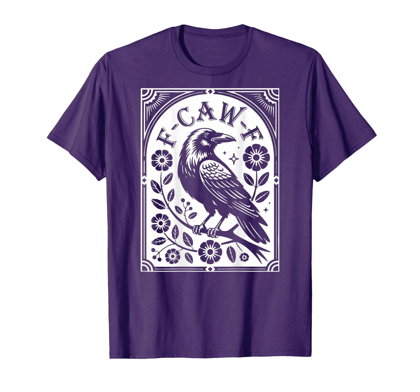F-Caw-F Raven with Flowers - On Back T-Shirt
