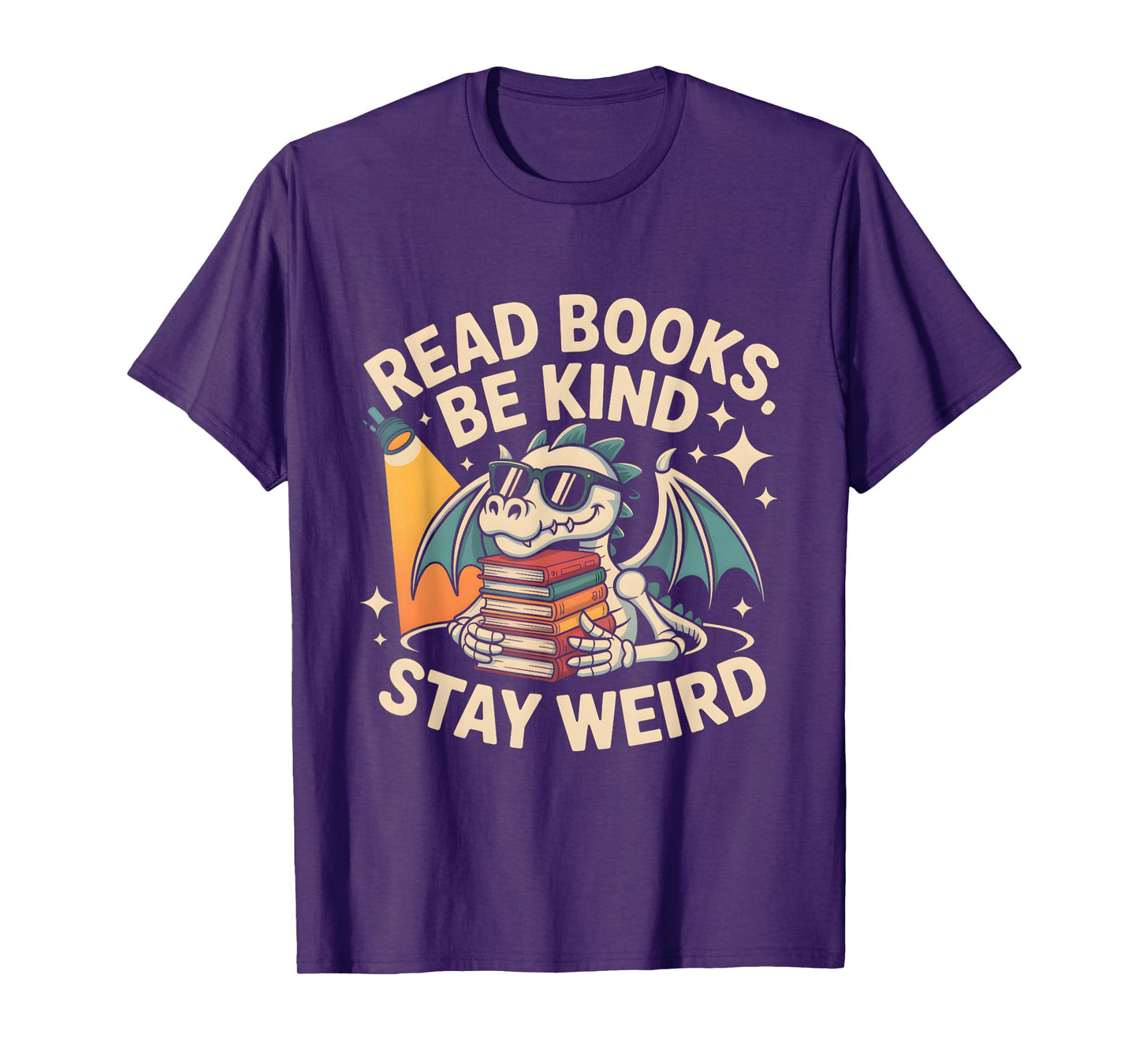 Read Books Be Kind Stay Weird Book Dragon Skeleton Reading T-Shirt