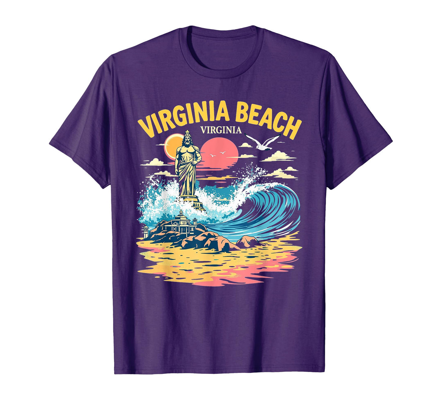 Vintage Virginia Beach Virginia Sunset Beach Cityscape T-Shirt