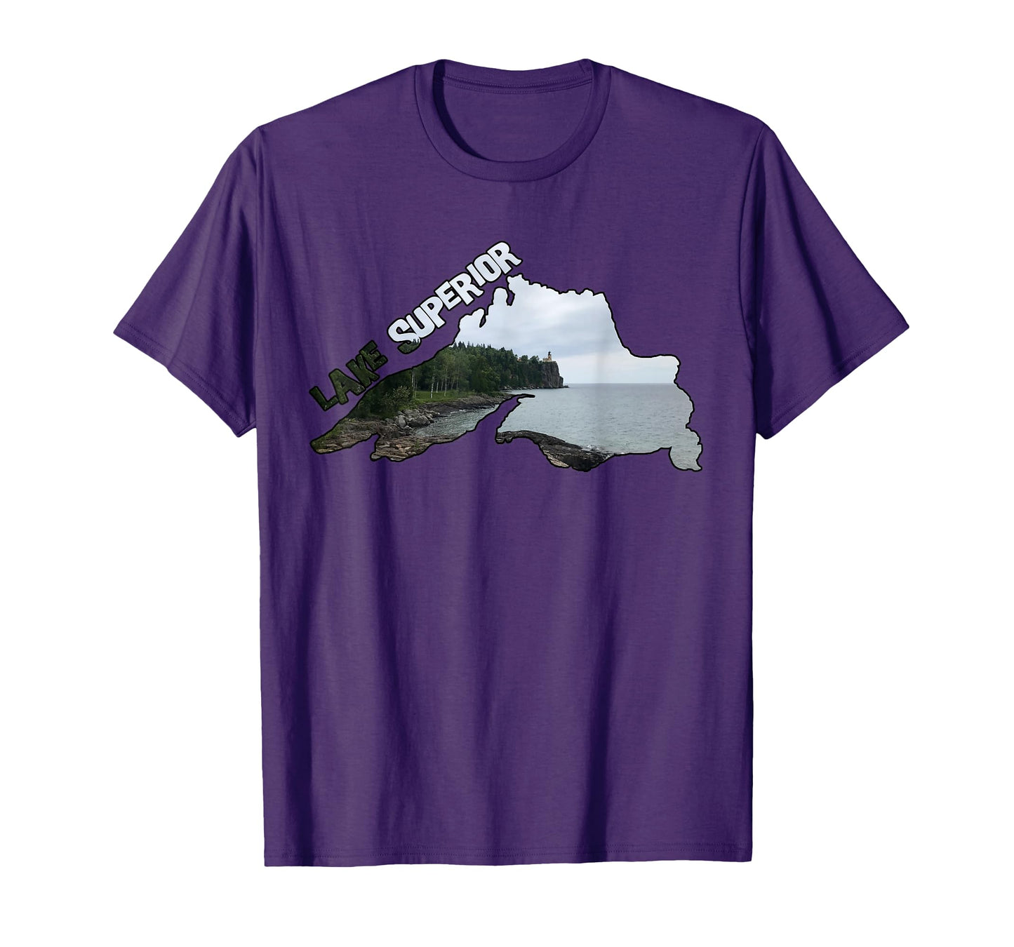 Lake Superior Outline (Split Rock Lighthouse) T-Shirt