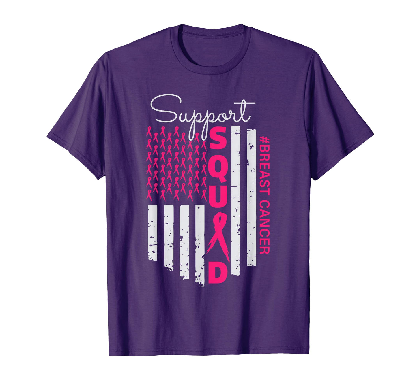 Support Squad Breast Cancer Awareness USA Flag T-Shirt
