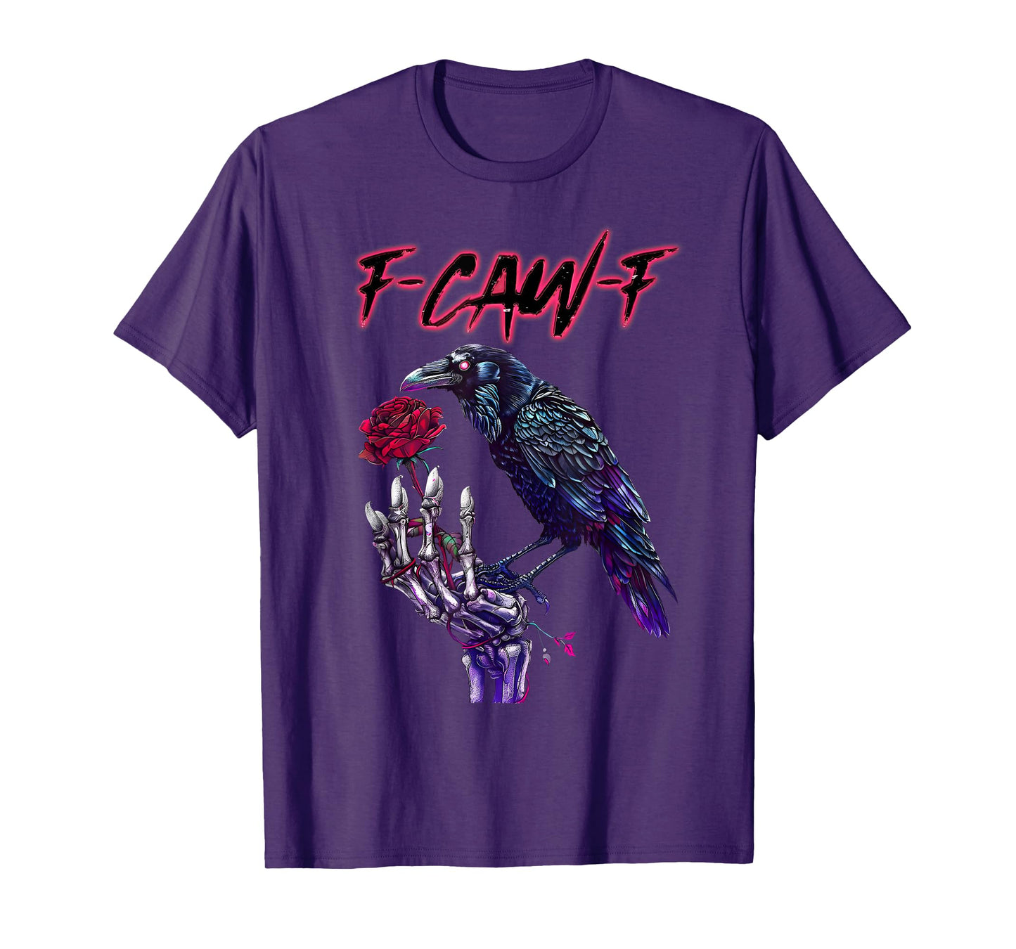 F-Caw-F Funny Raven Black Crow Spooky Season Halloween Retro T-Shirt
