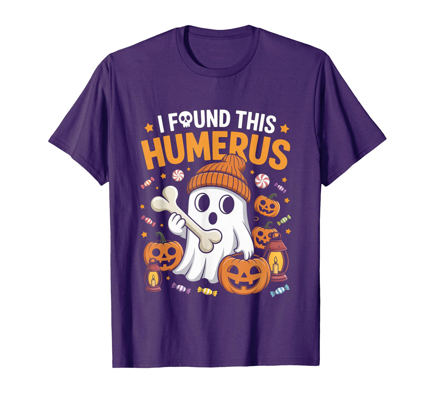 Ghost I Found This Humerus Funny Halloween Skeleton Women T-Shirt