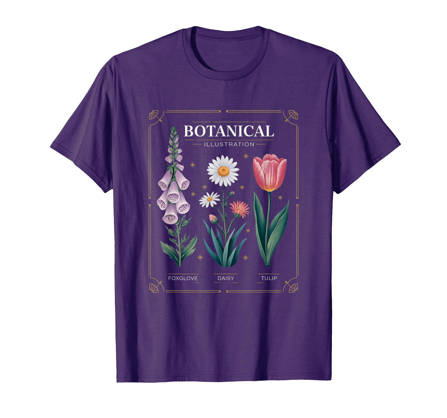Foxglove Daisy Tulip Field Vibe Vintage Flower Arrangement T-Shirt