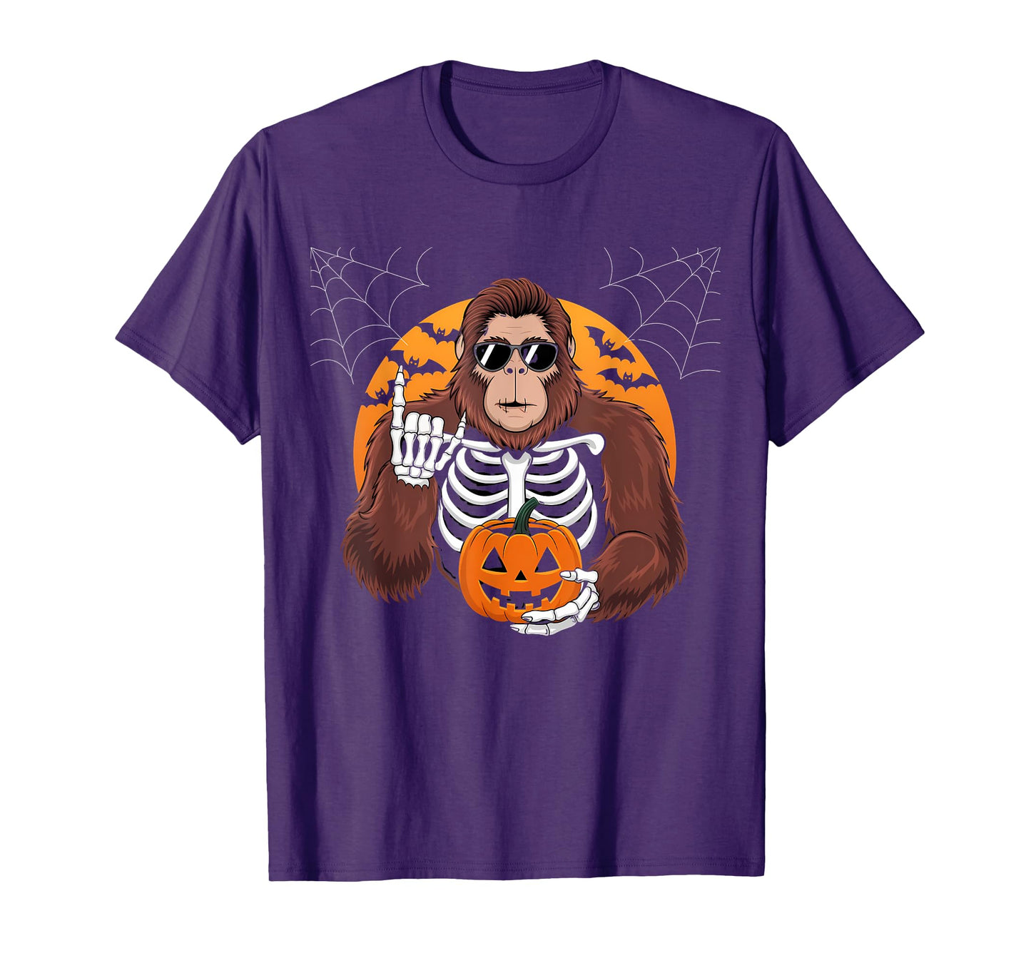 Spooky Bigfoot Jack O Lantern Skeleton Funny Halloween T-Shirt
