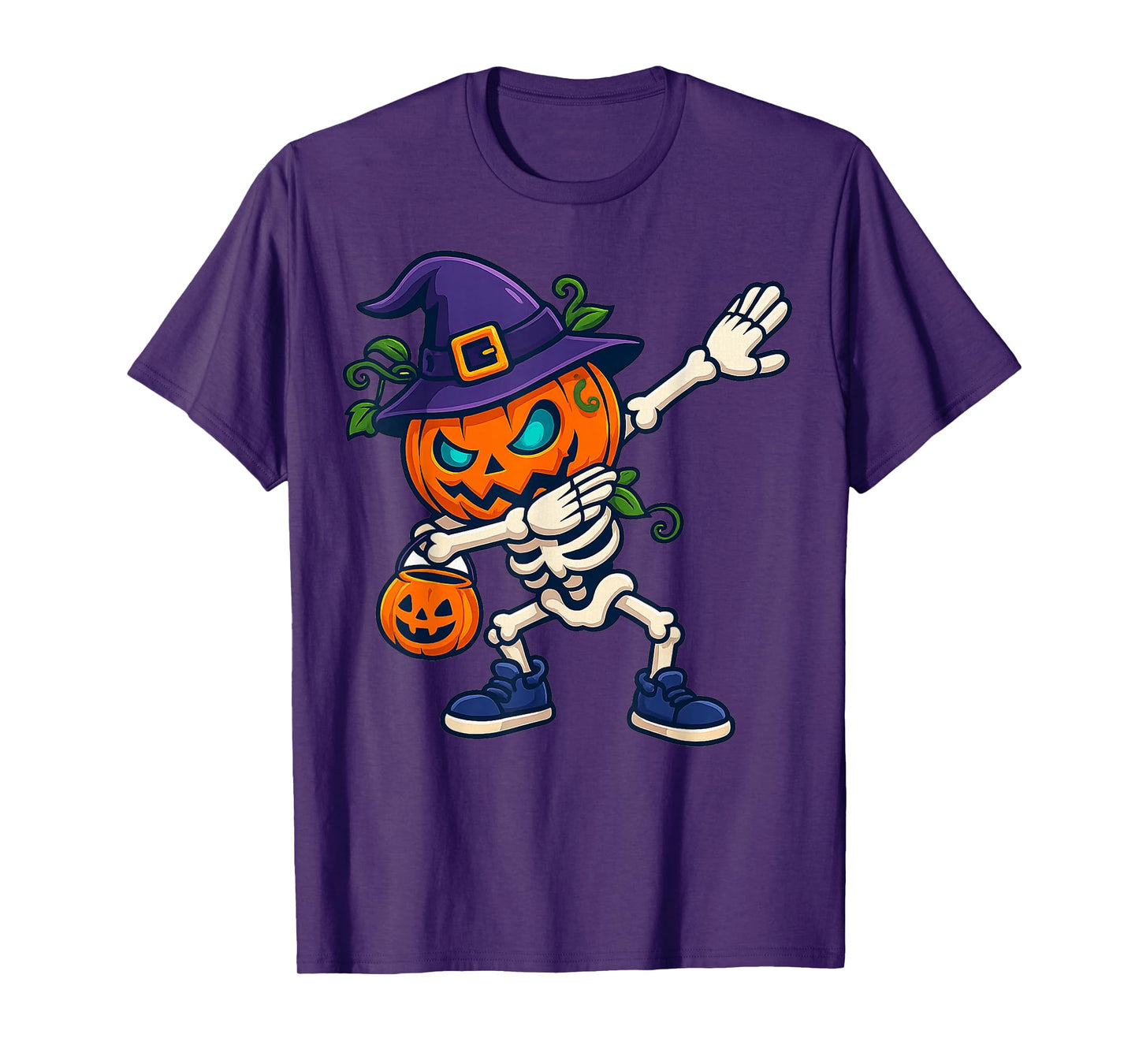 Halloween Boys Dabbing Skeleton Scary Pumpkin Jack O Lantern T-Shirt