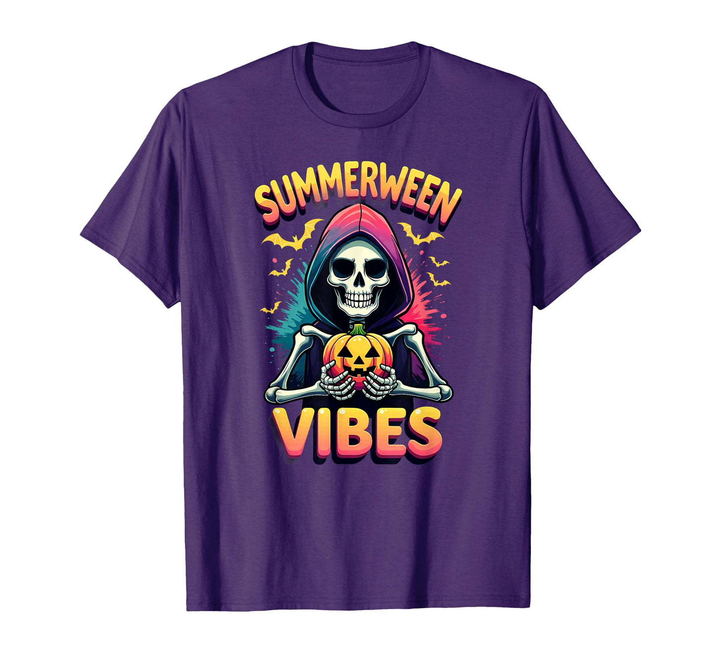 Ghost Skeleton Pumpkin Summerween Vibes T-Shirt