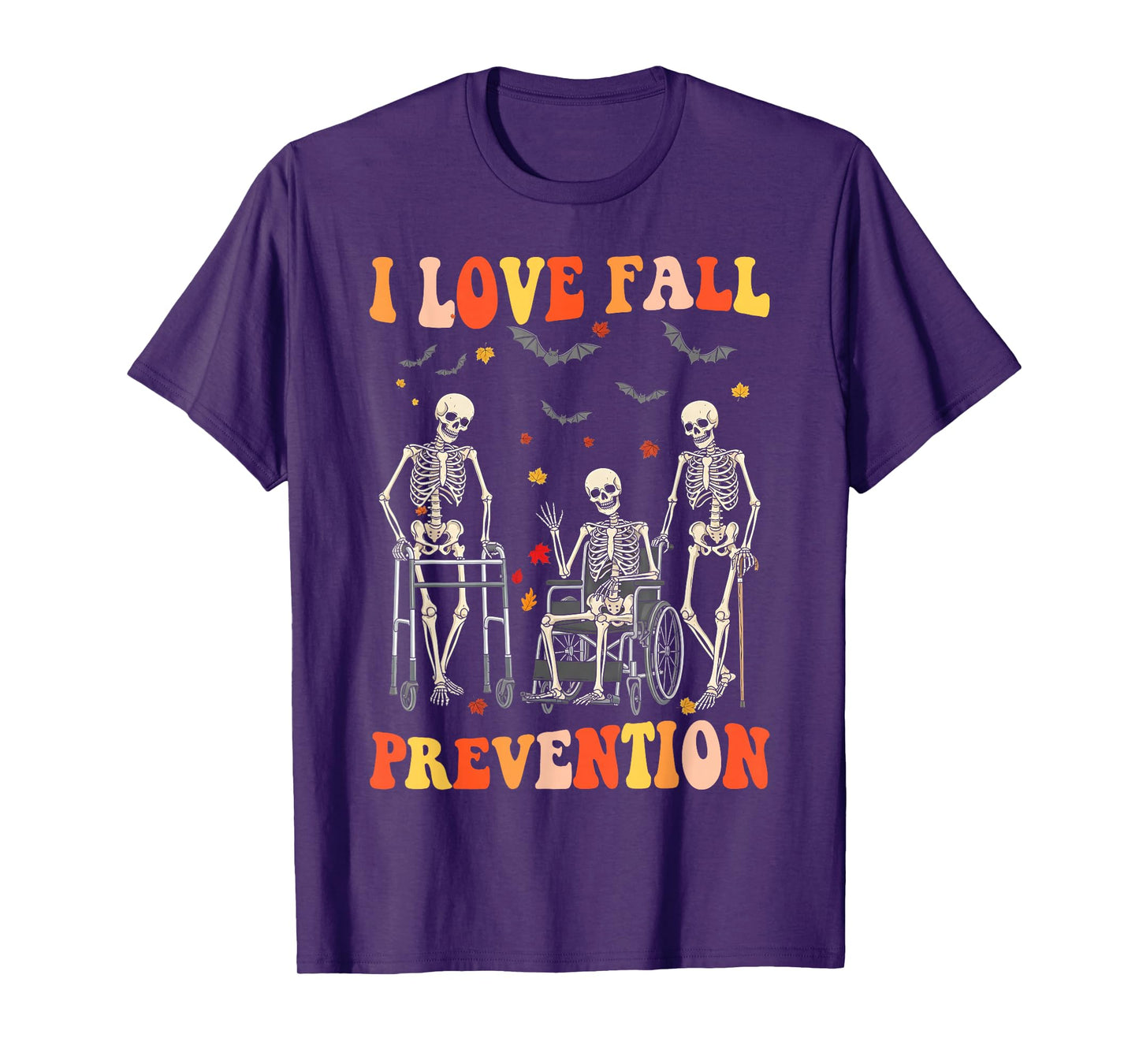 I Love Fall Prevention Physical Therapy Halloween Skeleton T-Shirt