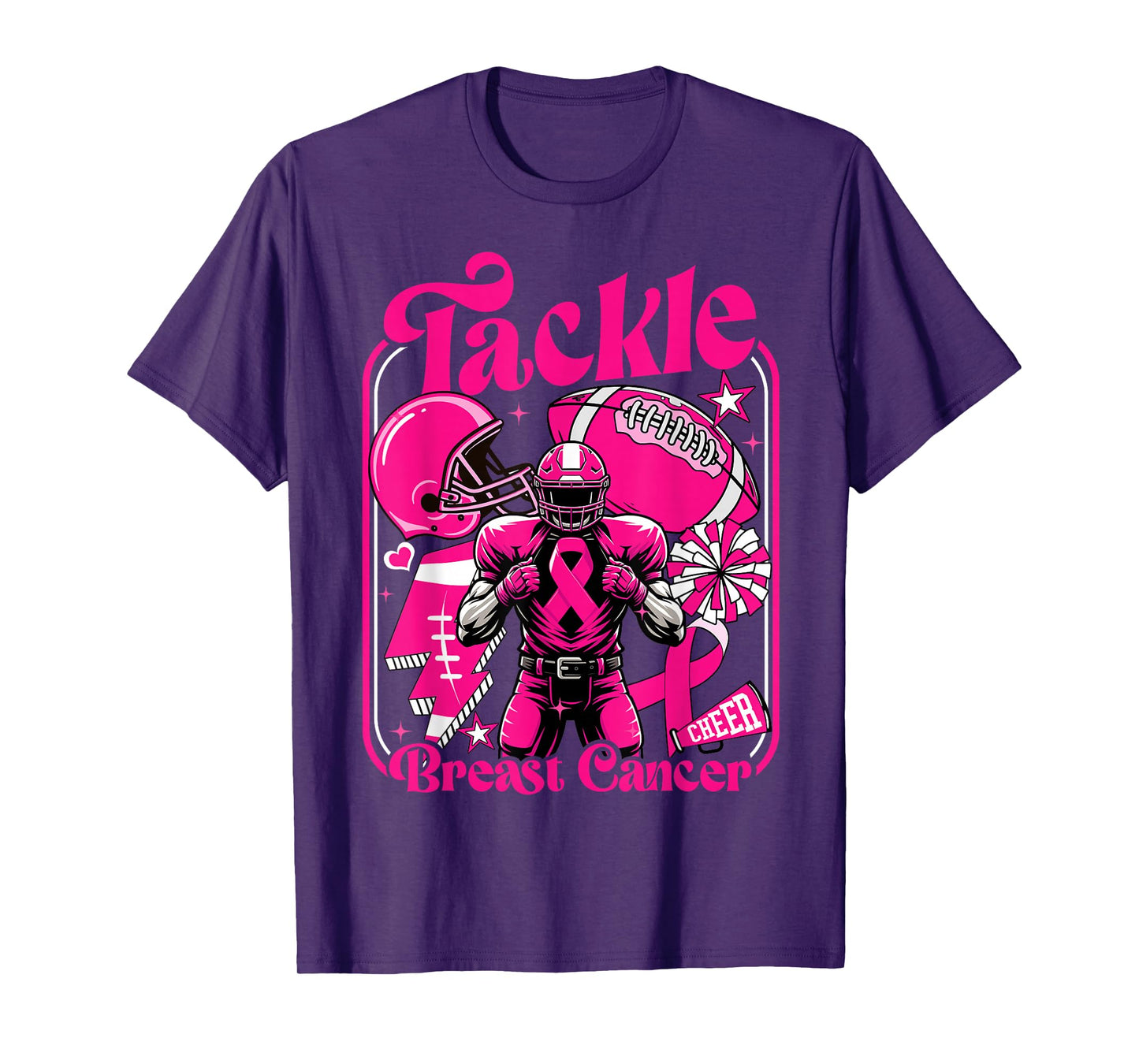 Tackle Breast Cancer Awareness Football Pink Ribbon Women T-Shirt