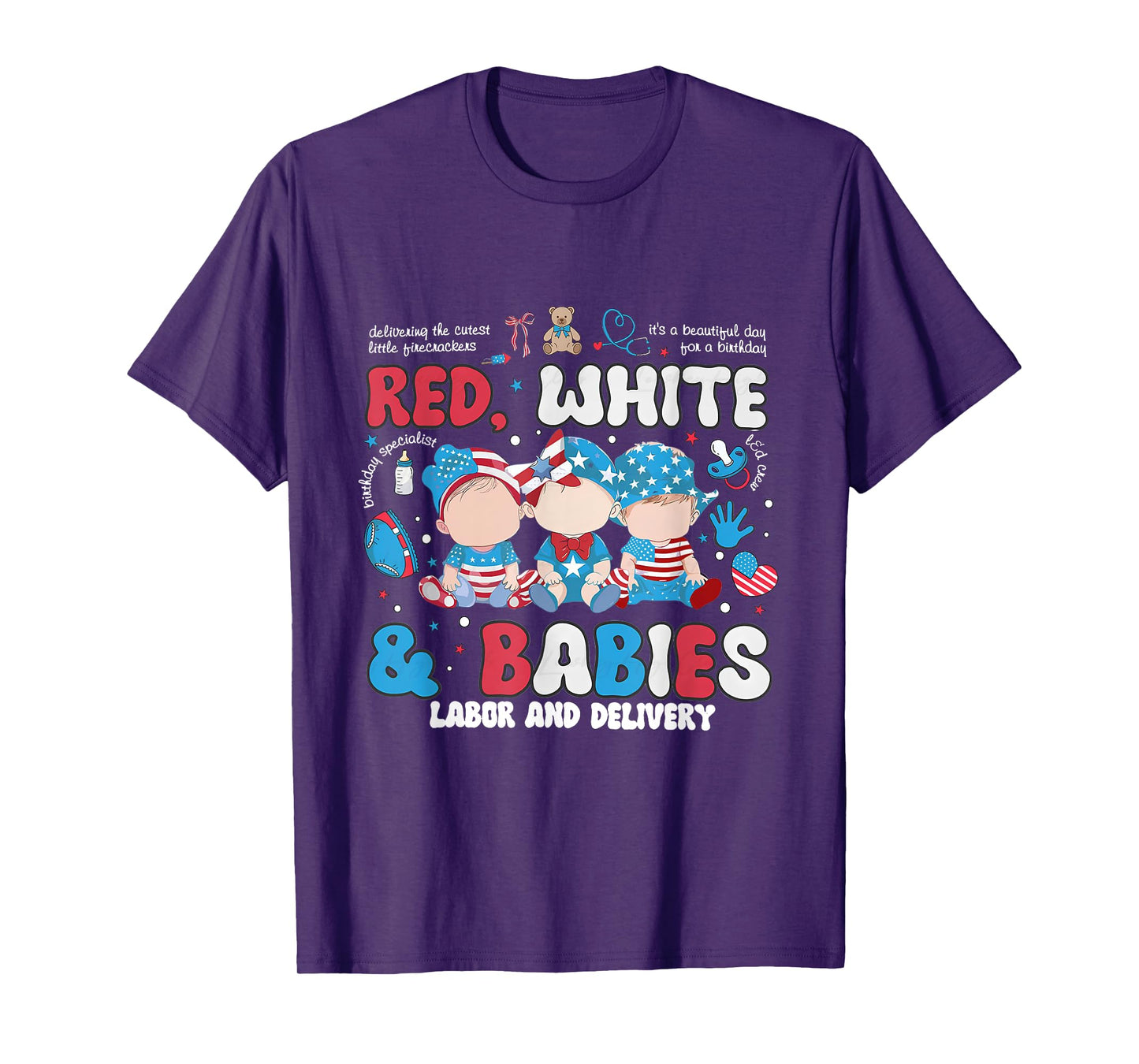 4th of July Labor and Delivery Nurse Retro Independence Day T-Shirt