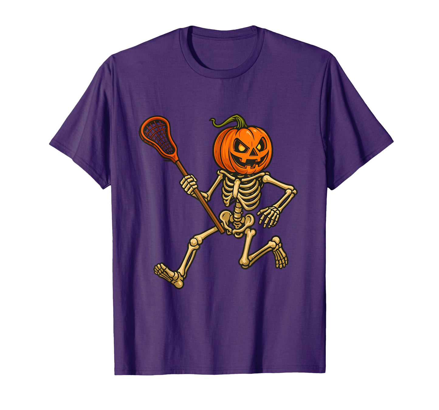 Funny Halloween Skeleton Spooky Running with Pumpkin Head T-Shirt