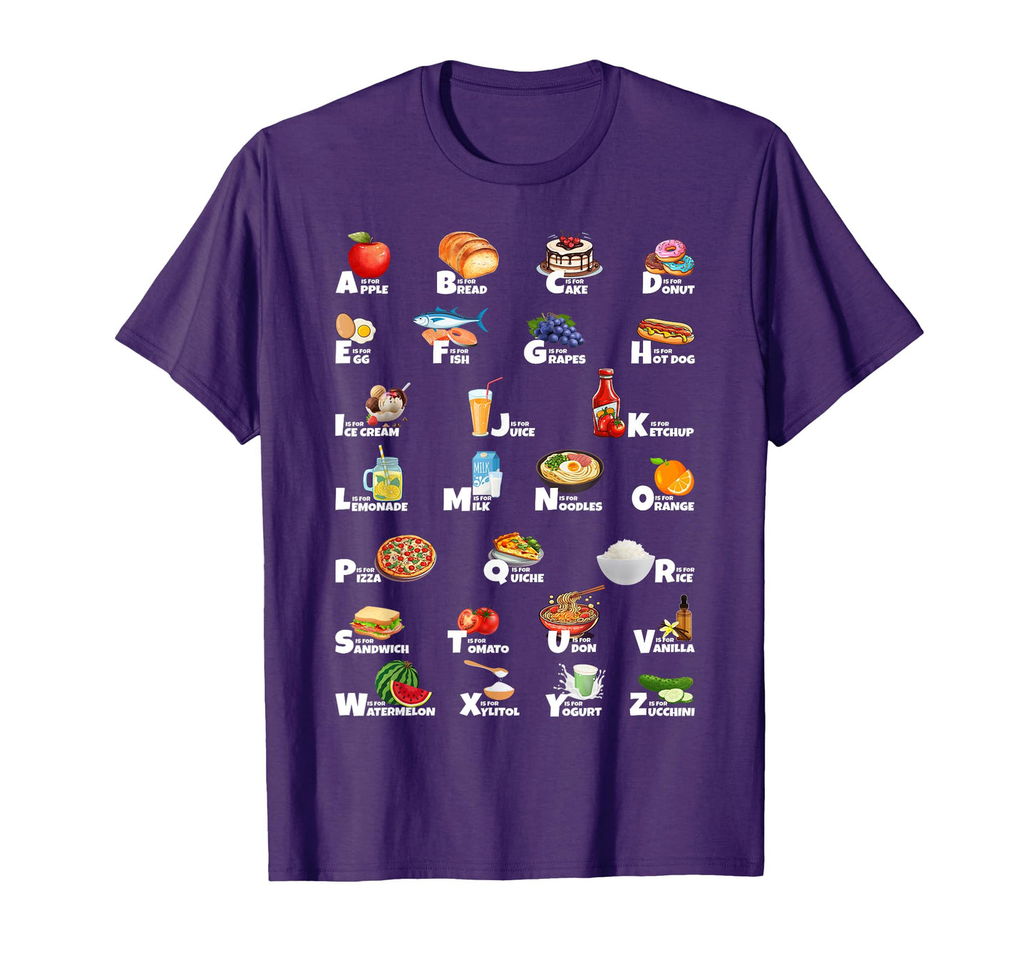 Types Of Food Identification Kids ABC´s Foodie Alphabet T-Shirt