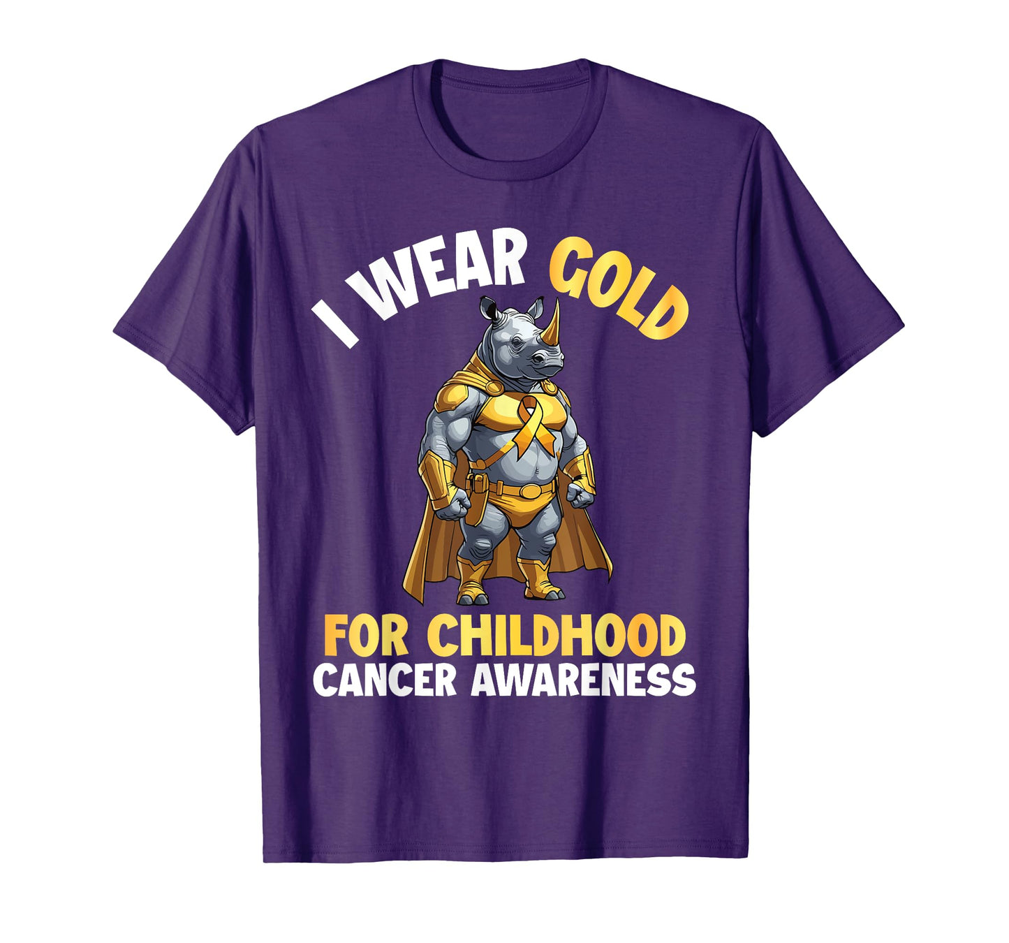 Rhino I Wear Gold For Childhood Cancer Awareness Supporter T-Shirt
