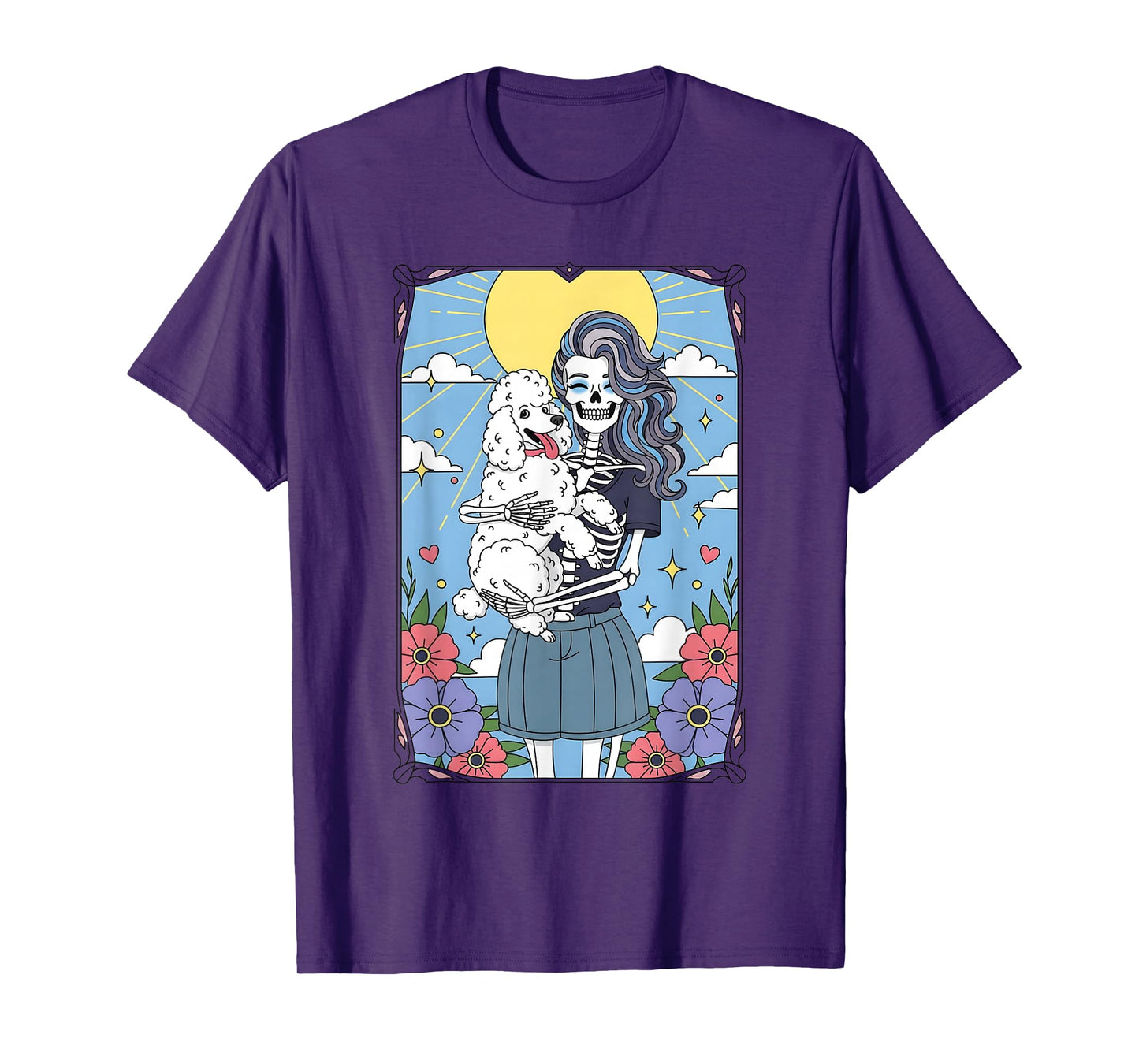 Poodle Dog Tarot Card Halloween Costume Skeleton T-Shirt