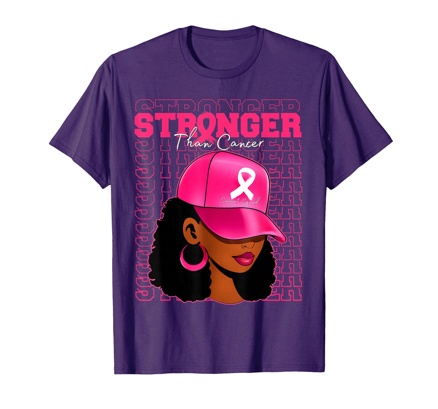Afro Queen Black Women Stronger Than Breast Cancer Awareness T-Shirt