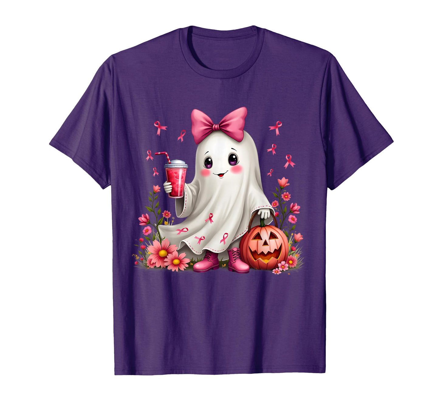 In October We Wear Pink Ghost Breast Cancer Awareness T-Shirt