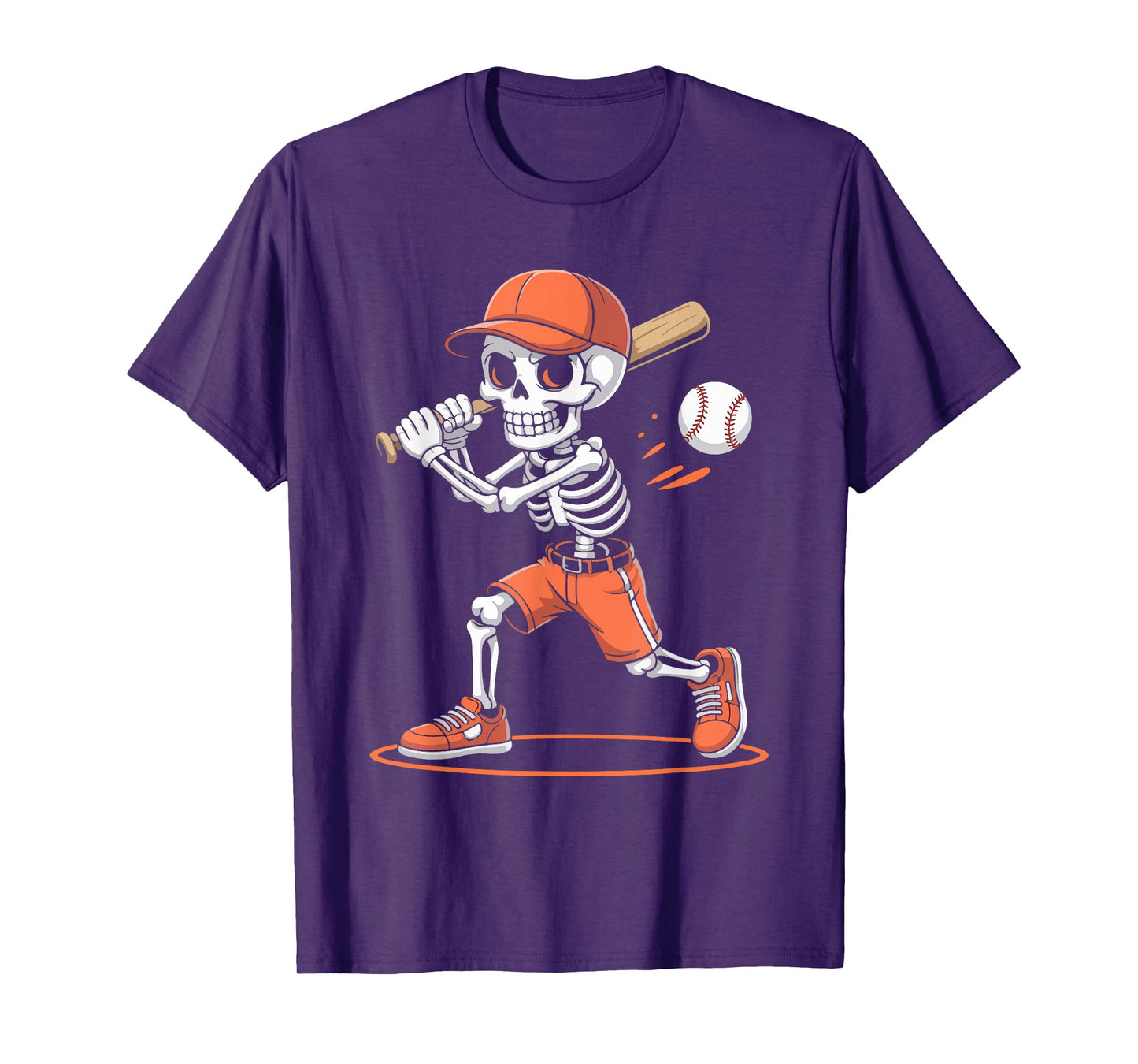 Funny Skeleton Baseball Spooky Sports Halloween Kids Boys T-Shirt
