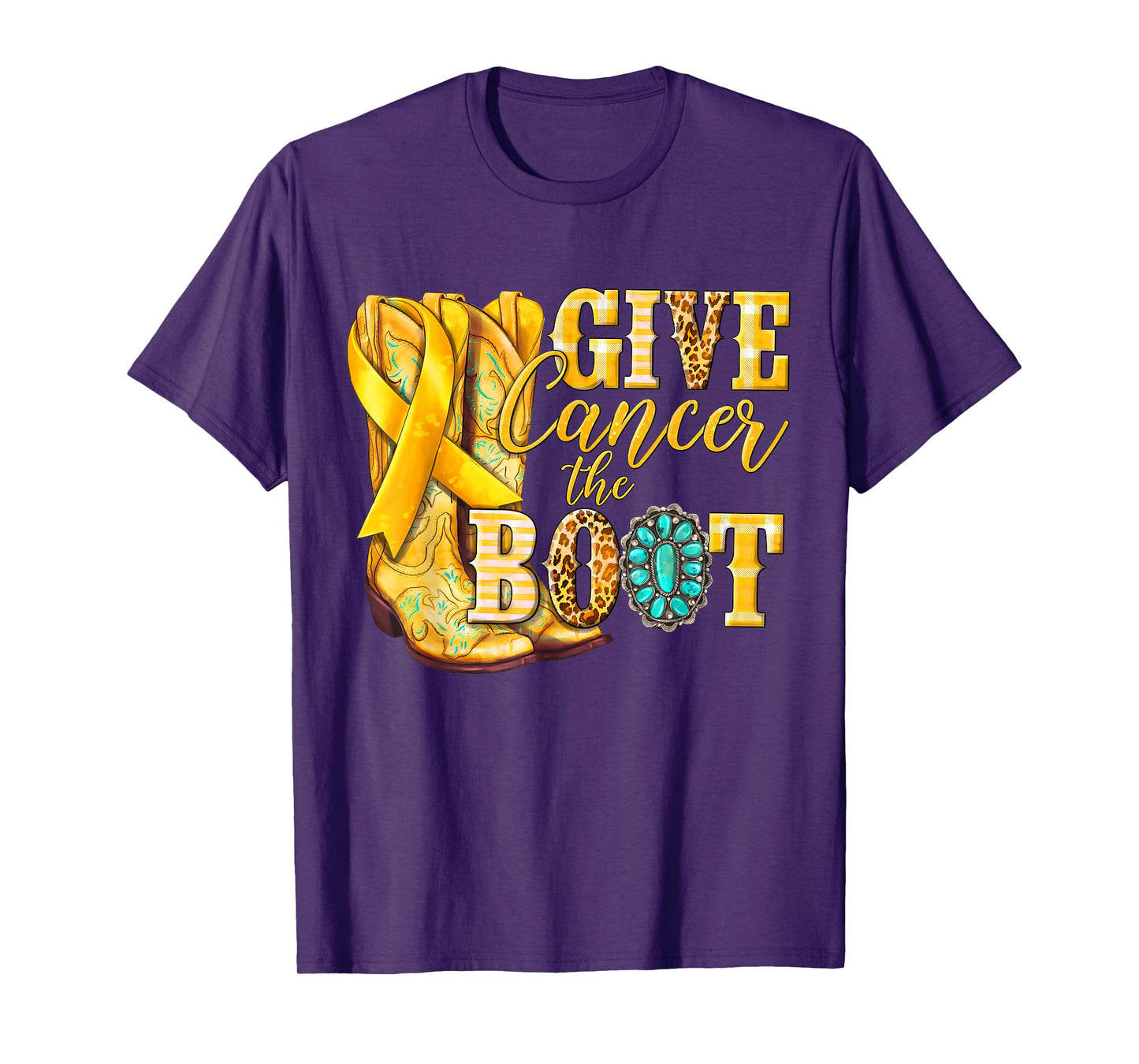 Gold Ribbon Give Cancer The Boot Childhood Cancer Awareness T-Shirt
