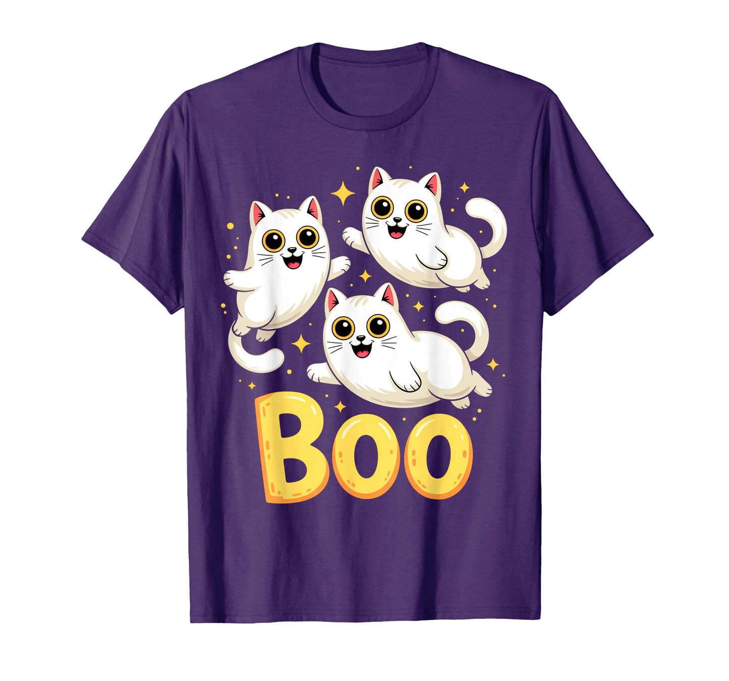 CAT Ghost Boo Cute Kitty Cats Lover Halloween Women Men T-Shirt