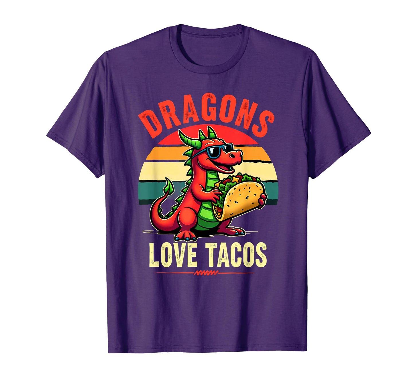 Retro Dragons Love Tacos T-Shirt