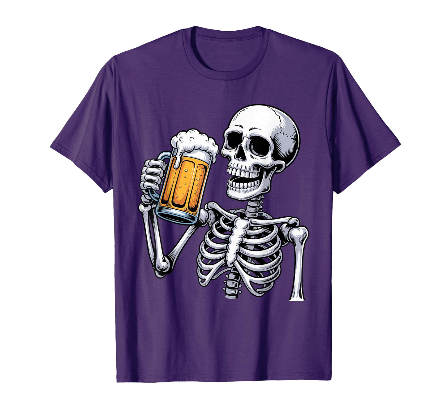 Funny Halloween Costume for Men Skeleton Drinking Beer Party T-Shirt