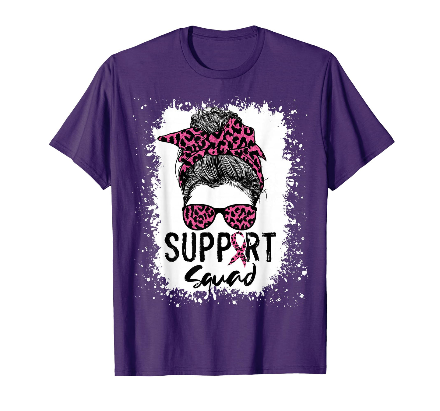 Breast Cancer Support Squad Shirt For Women , Messy Bun Pink T-Shirt