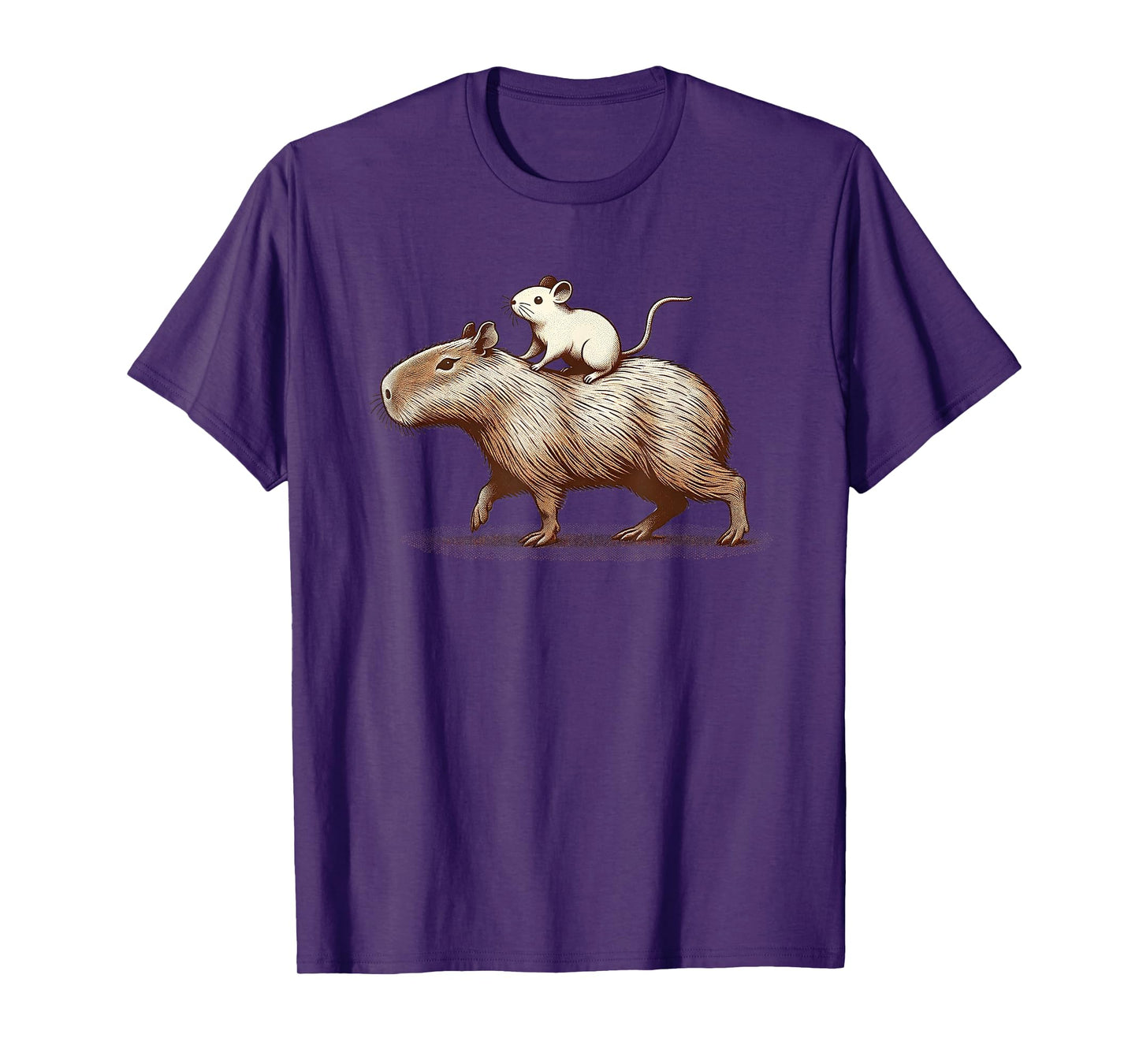 Mouse Riding a Capybara Animal Friends T-Shirt
