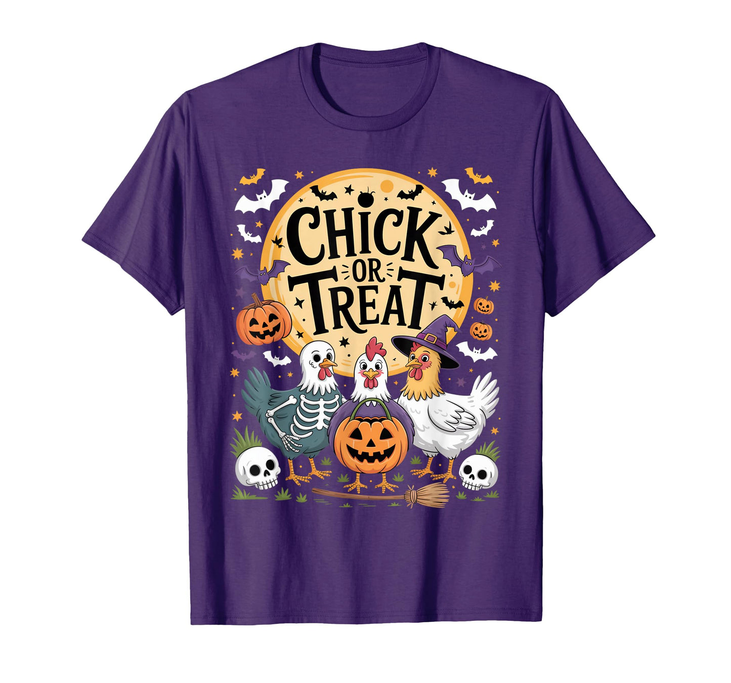 Cute Chick or Treat Funny Chicken Halloween Pumpkin Costume T-Shirt