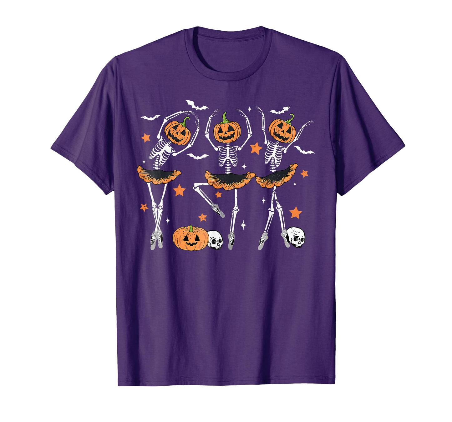 Ballet Pumpkin Skeleton Scary Halloween Men Women Boys Girl T-Shirt