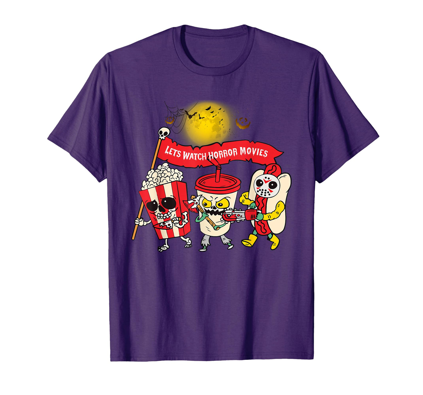 Lets Watch Horror Movies Halloween Funny Ghost Skeleton T-Shirt