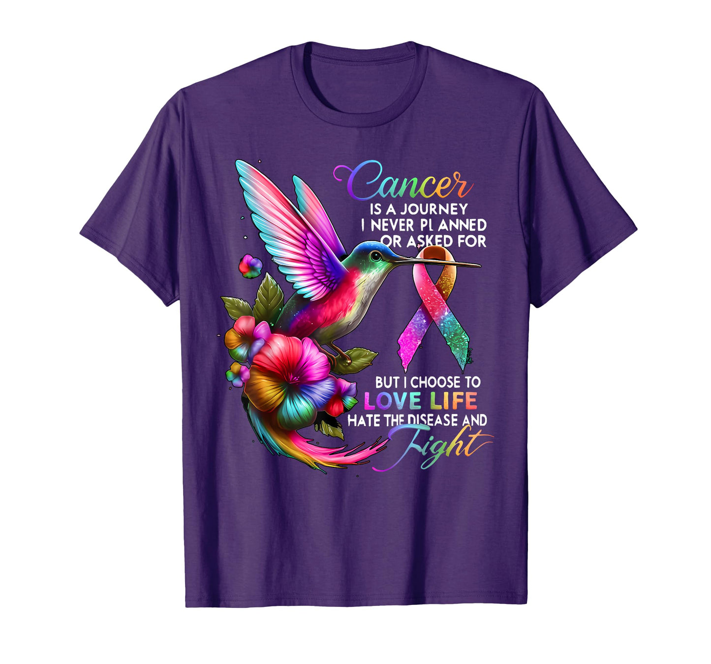 Cancer Is A Journey I Never Planned Or Asked Breast Cancer T-Shirt