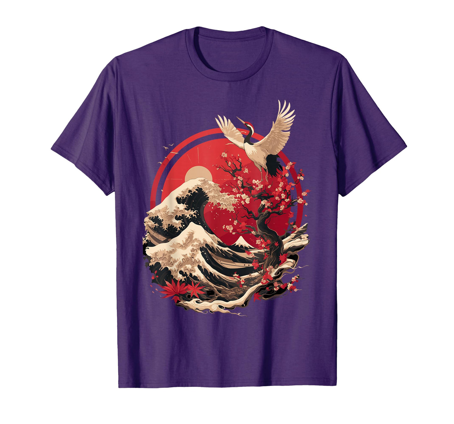 Japanese Crane Japan Cherry Blossom T-Shirt