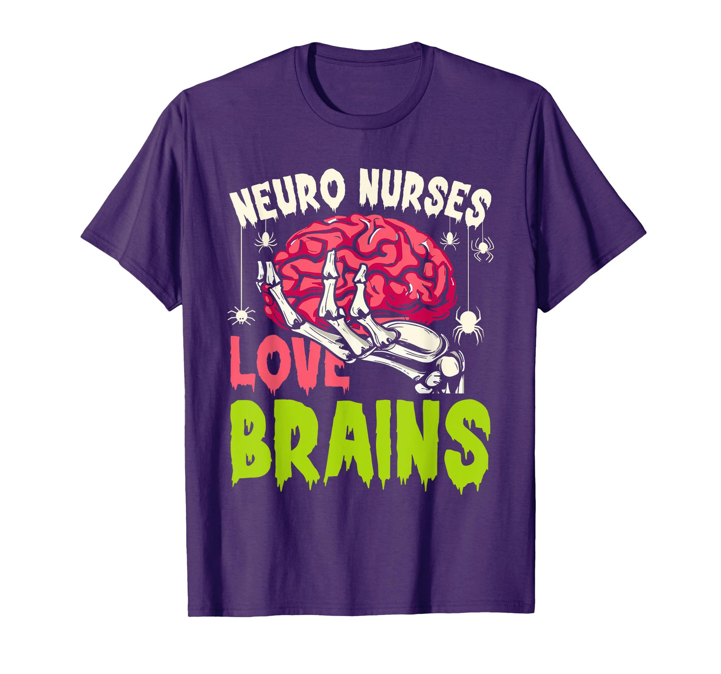 Neuro Nurses love brains skeleton Halloween nurse funny T-Shirt