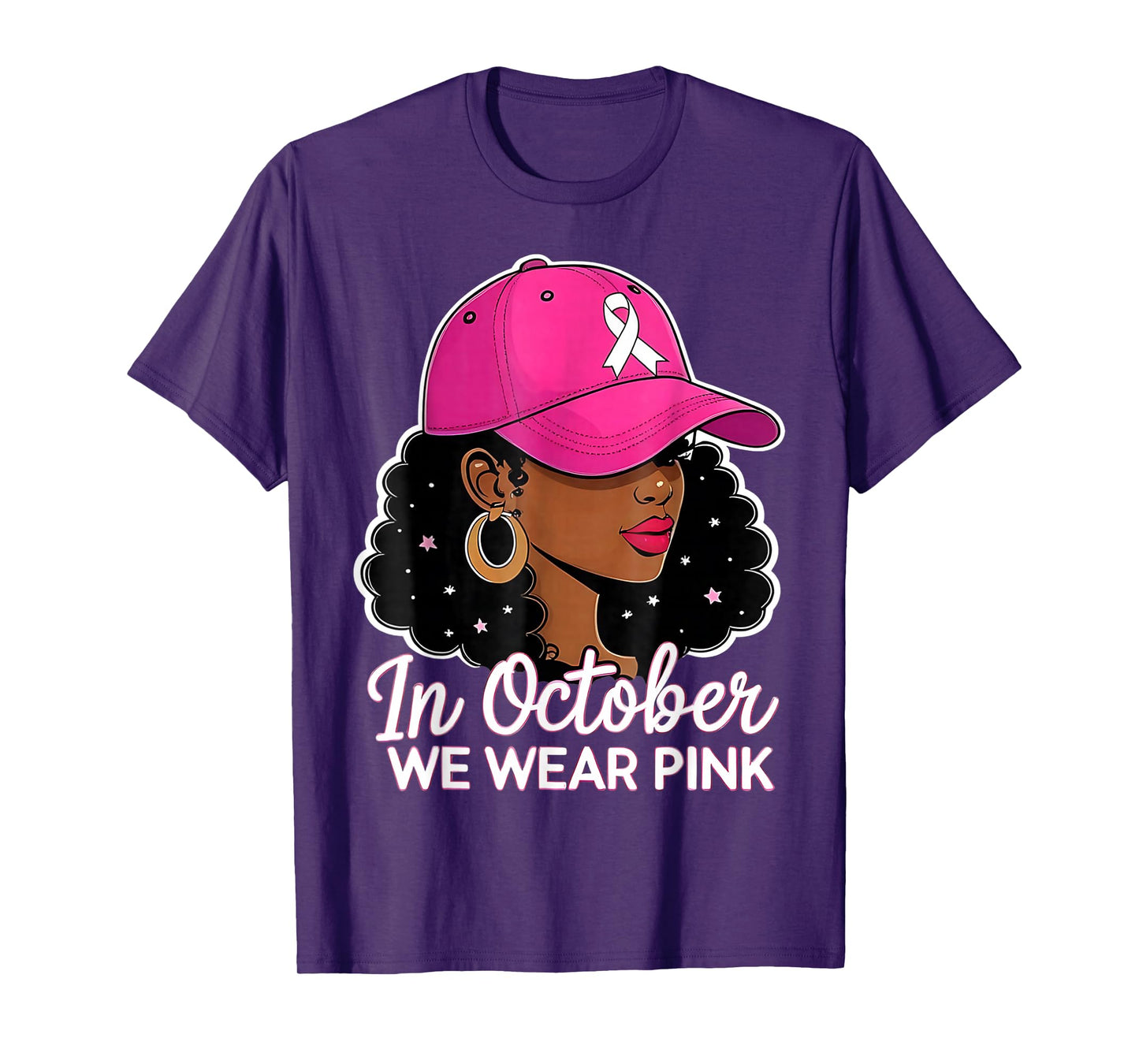in October We Wear Pink Black Women Breast Cancer Awareness T-Shirt