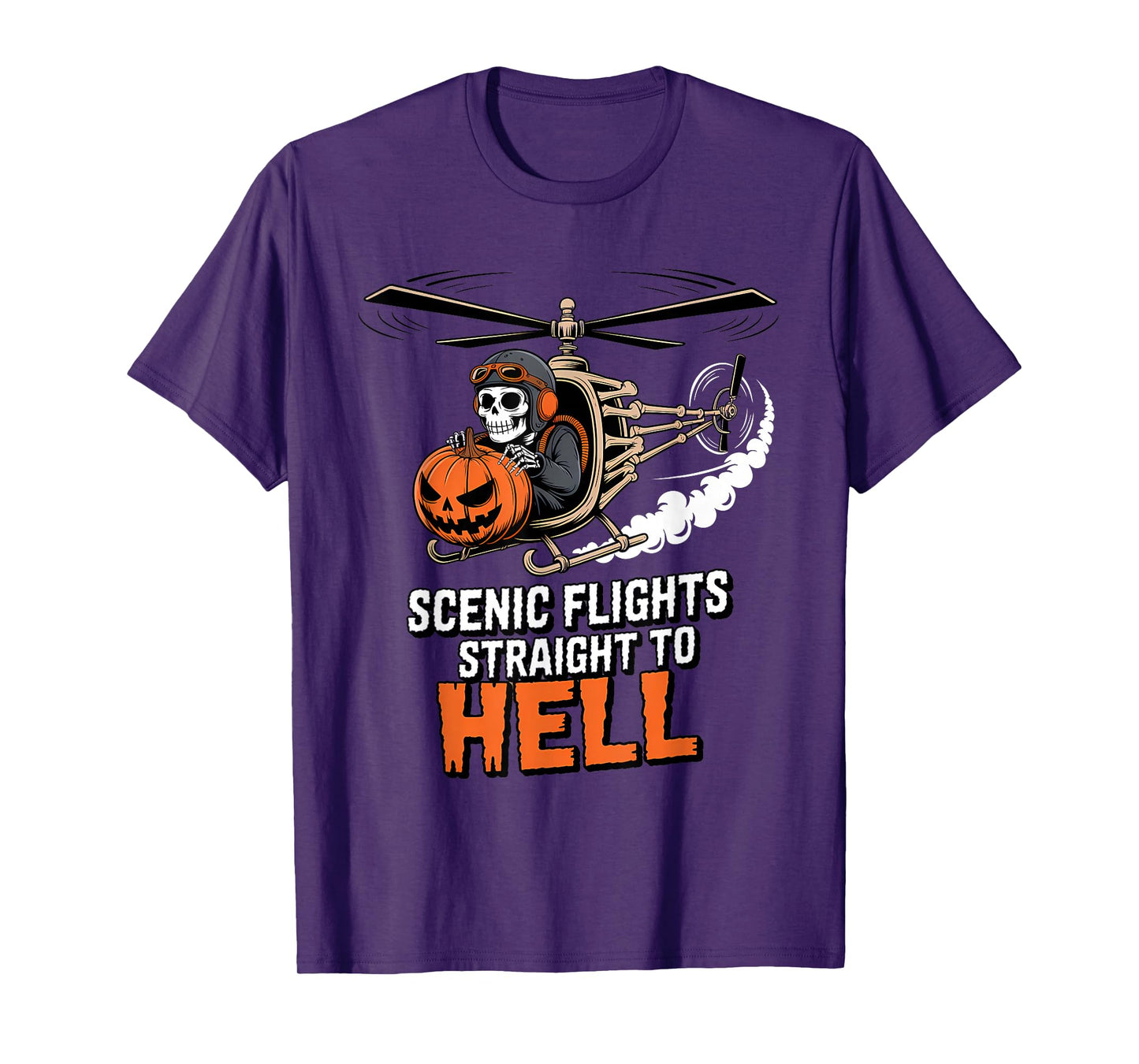 Skeleton Helicopter Pilot Halloween Funny Spooky Aviation T-Shirt