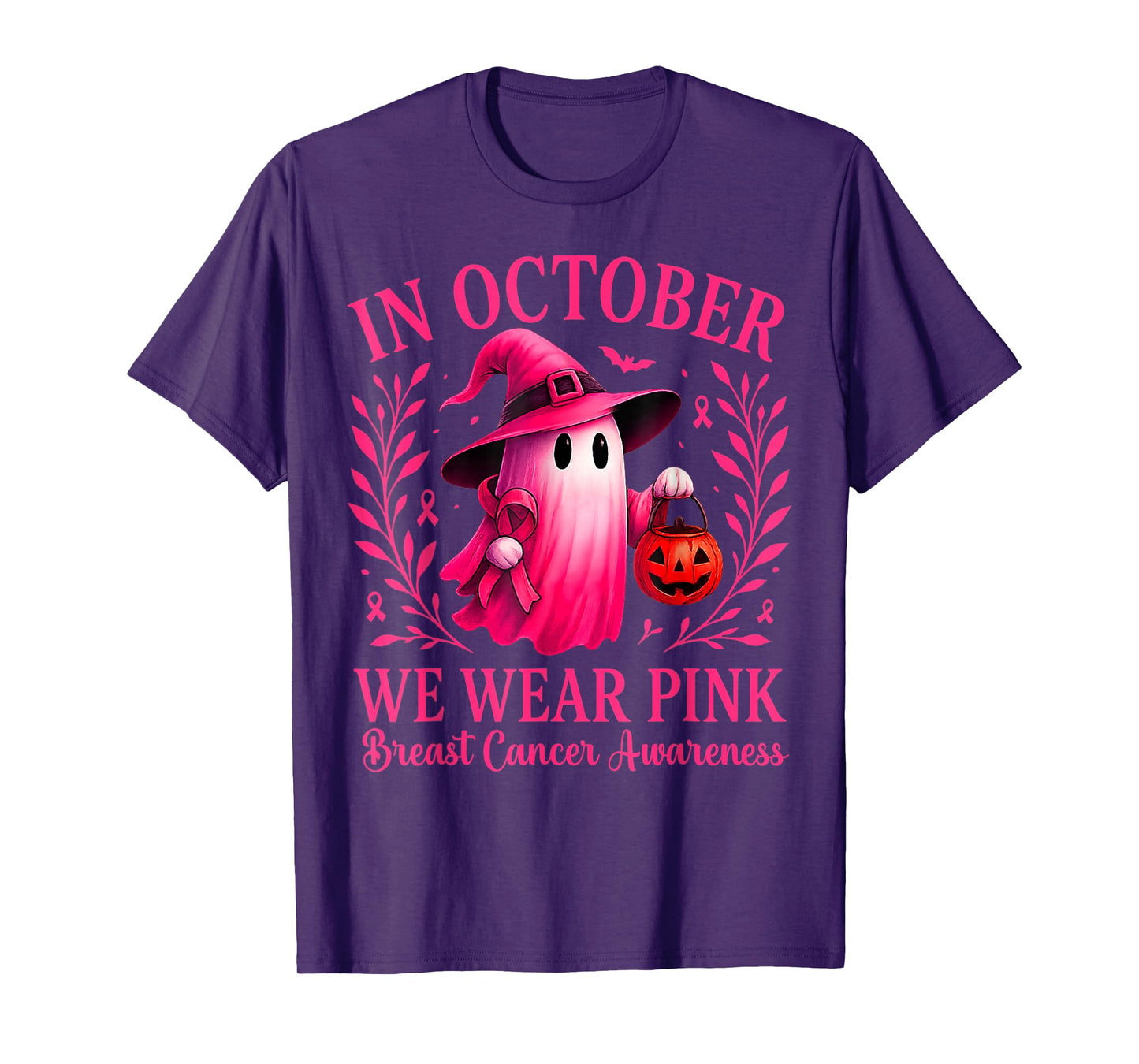 Breast Cancer Women Halloween in October We Wear Pink T-Shirt