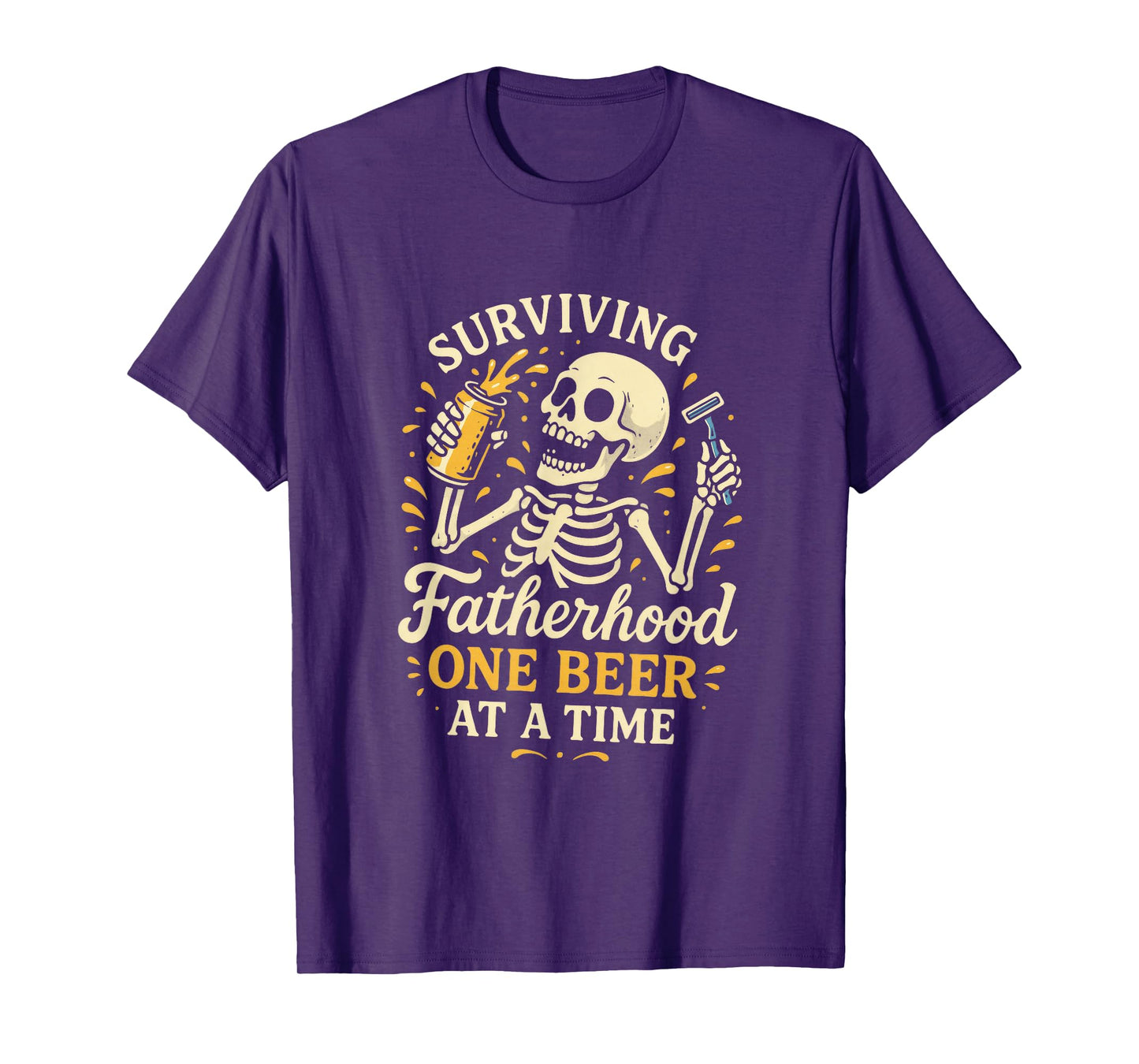 Surviving Fatherhood - Funny Dad Skeleton Beer Joke T-Shirt