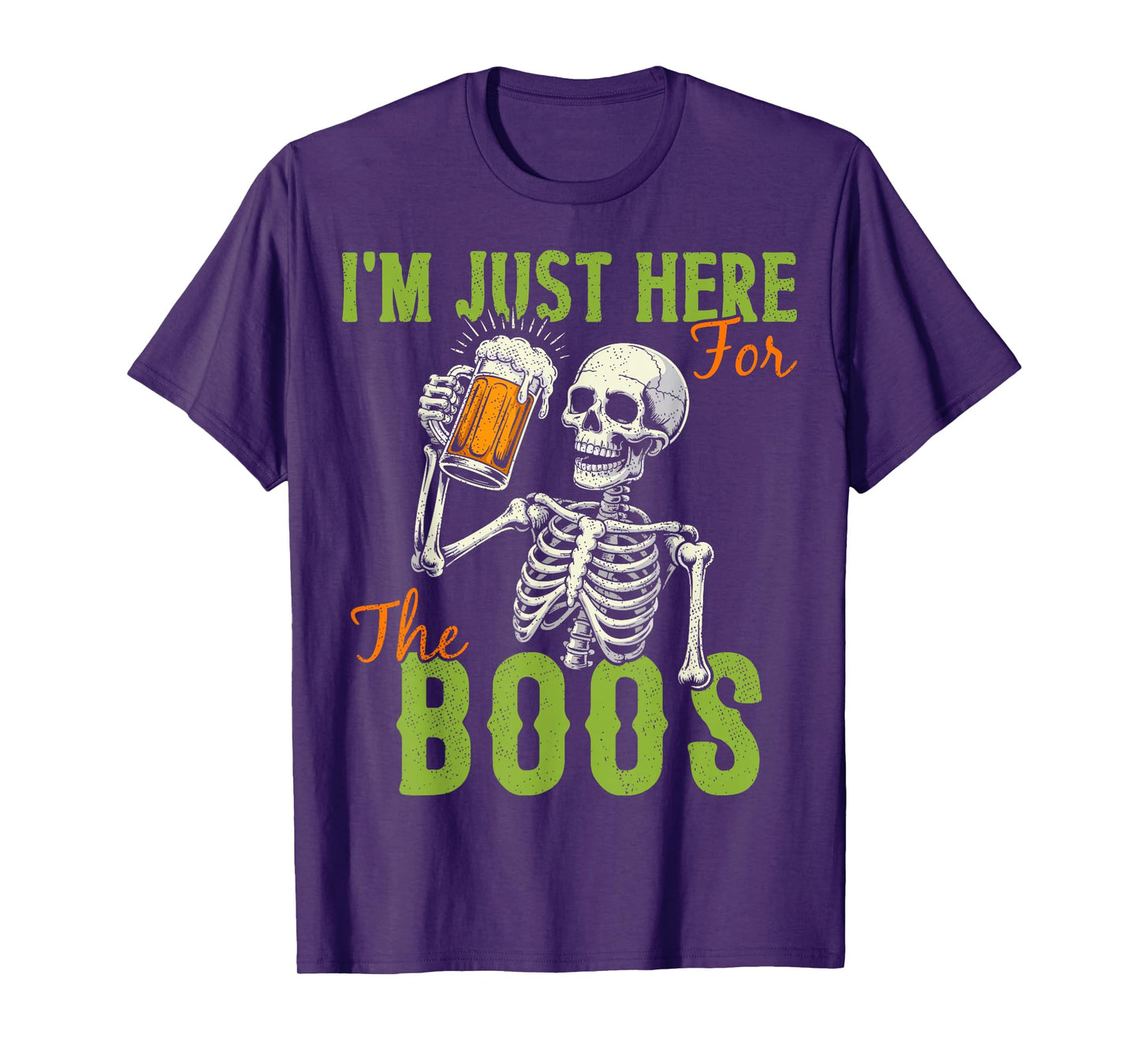 I'm Just Here for The Boos Funny Halloween Beer Skeleton T-Shirt