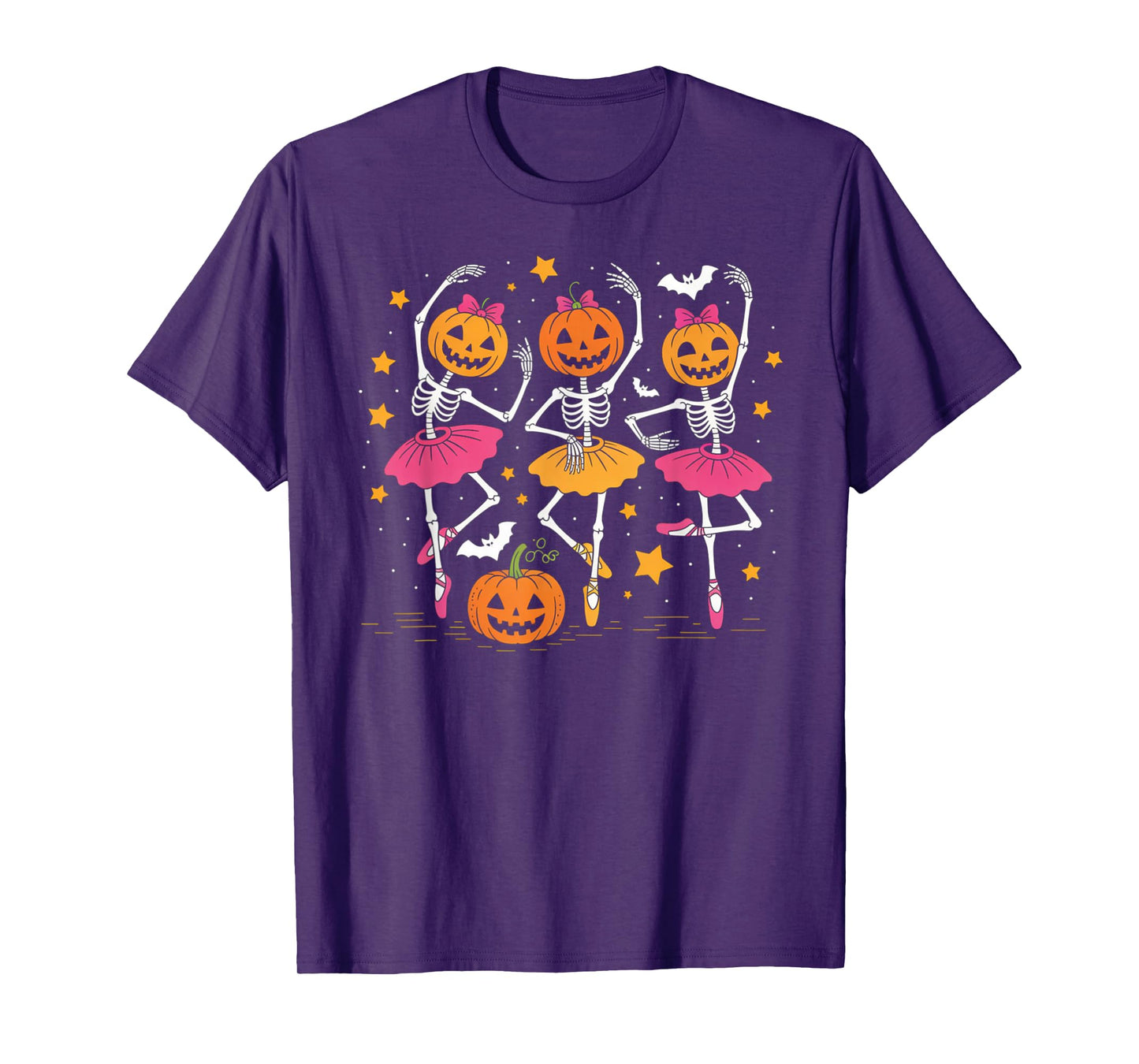 Girls Halloween Ballet Skeleton Pumpkin Skeleton Women Gifts T-Shirt