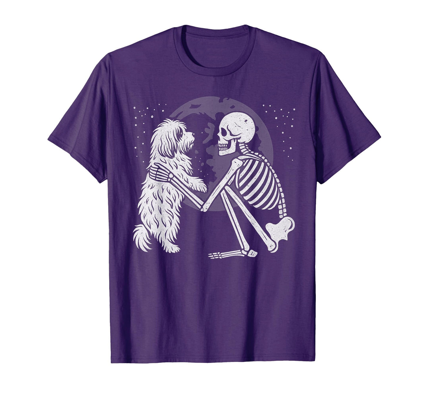Havanese Dog Skeleton Moon Halloween Dog Lover T-Shirt