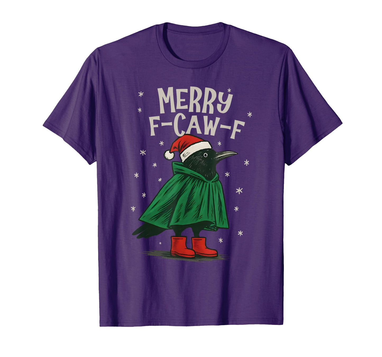 Funny Christmas F-Caw-F Holiday Cute Black Bird Santa Hat T-Shirt