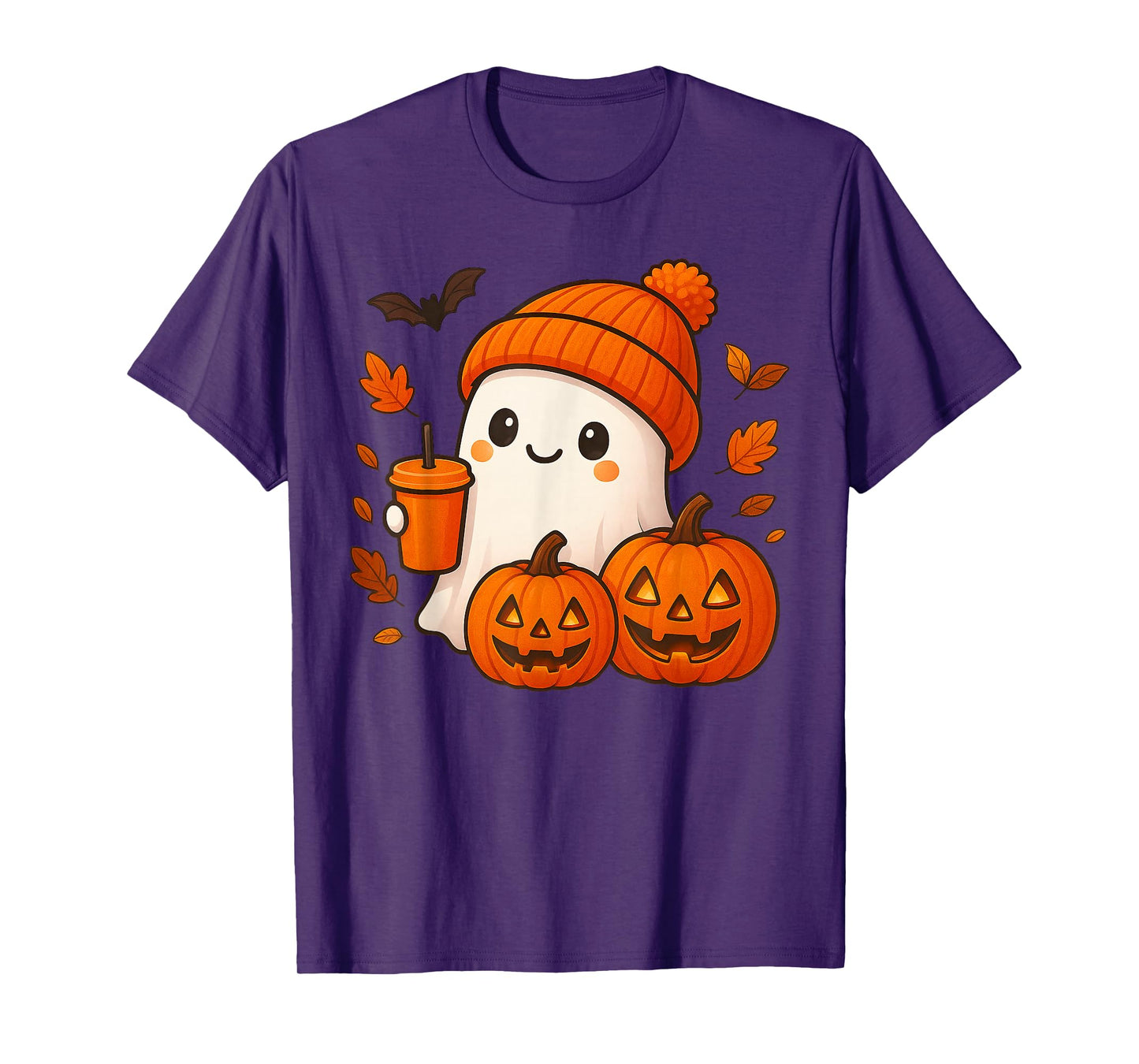 Halloween Ghost Drinking Pumpkin Costume for Men Women Girls T-Shirt