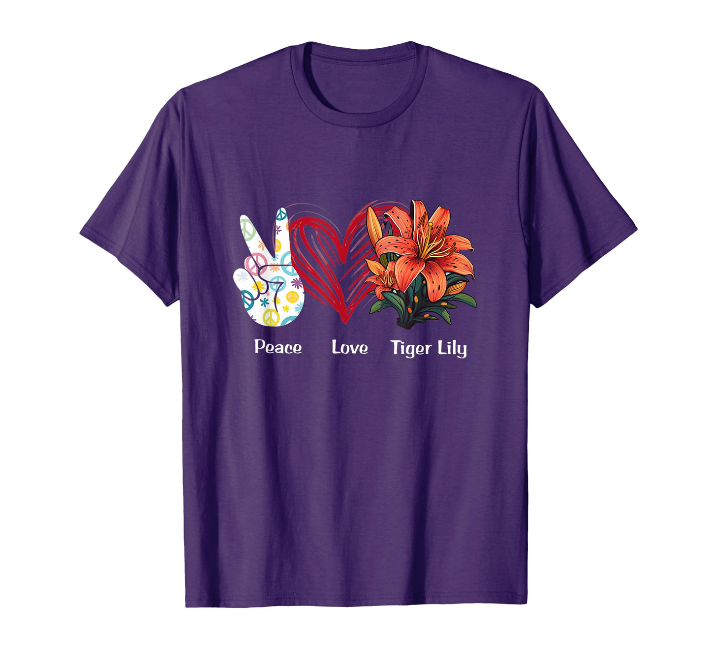 Peace Love Tiger Lily Flower Hippie Tiger Lily Lover T-Shirt