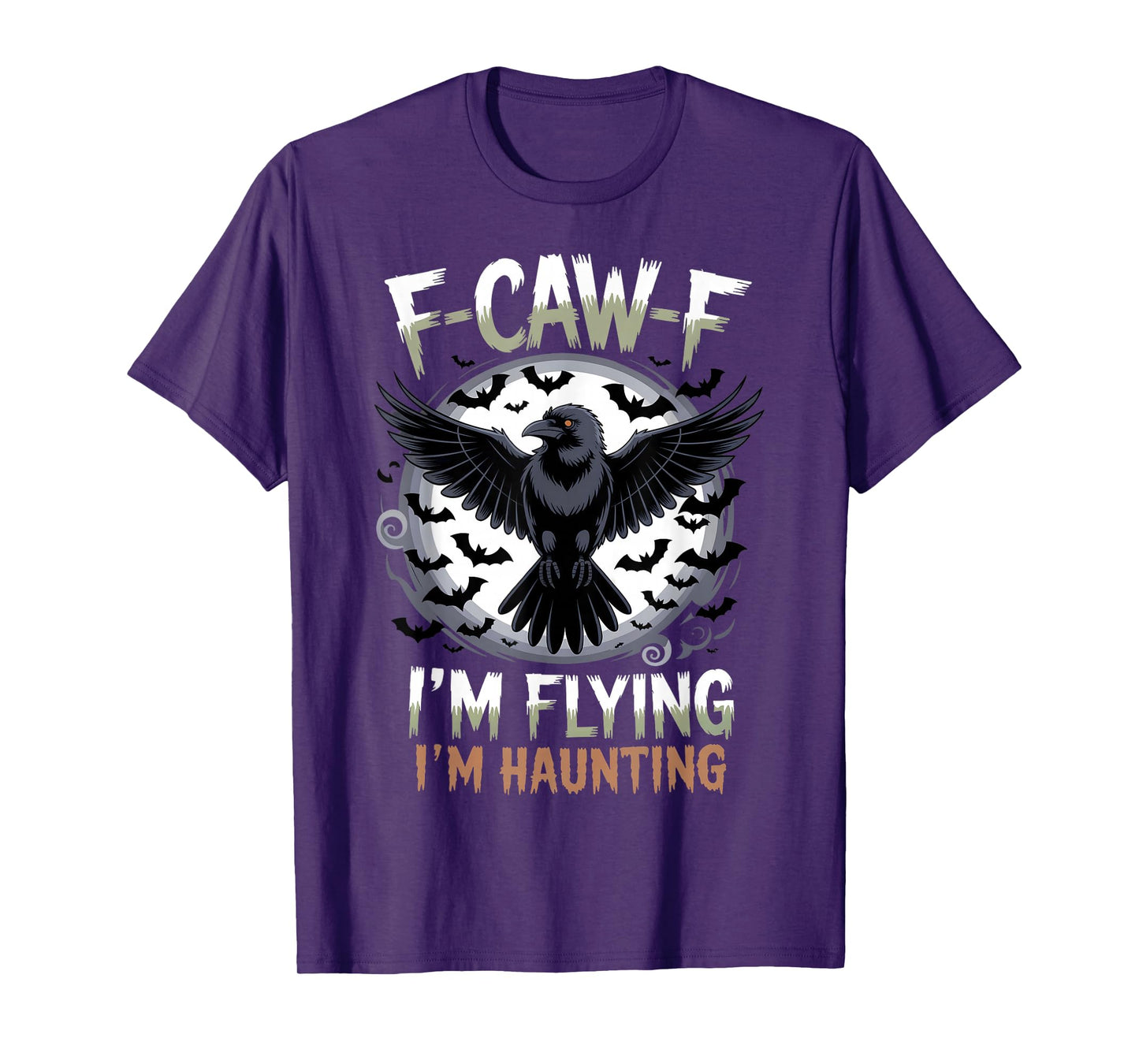Black Crow, F-Caw-F Funny Black Bird Moon Gothic Halloween T-Shirt