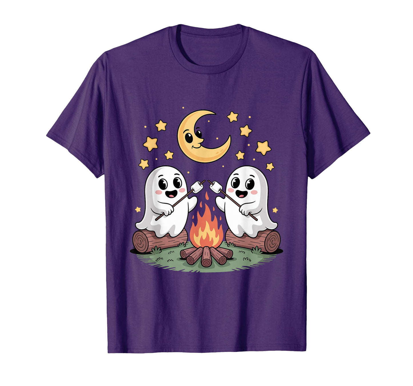 Cute Ghost Campfire Marshmallow Halloween T-Shirt