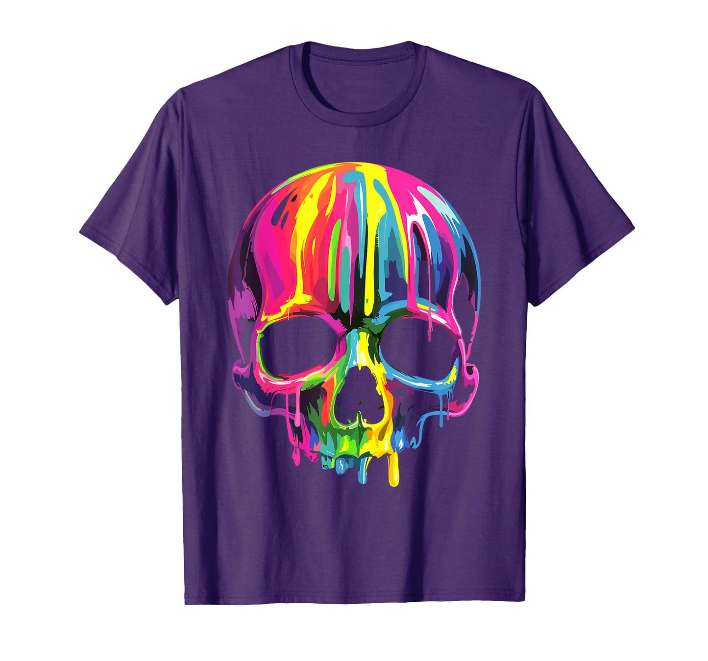 Halloween Melting Skull Funny Paint Melting Skeleton T-Shirt
