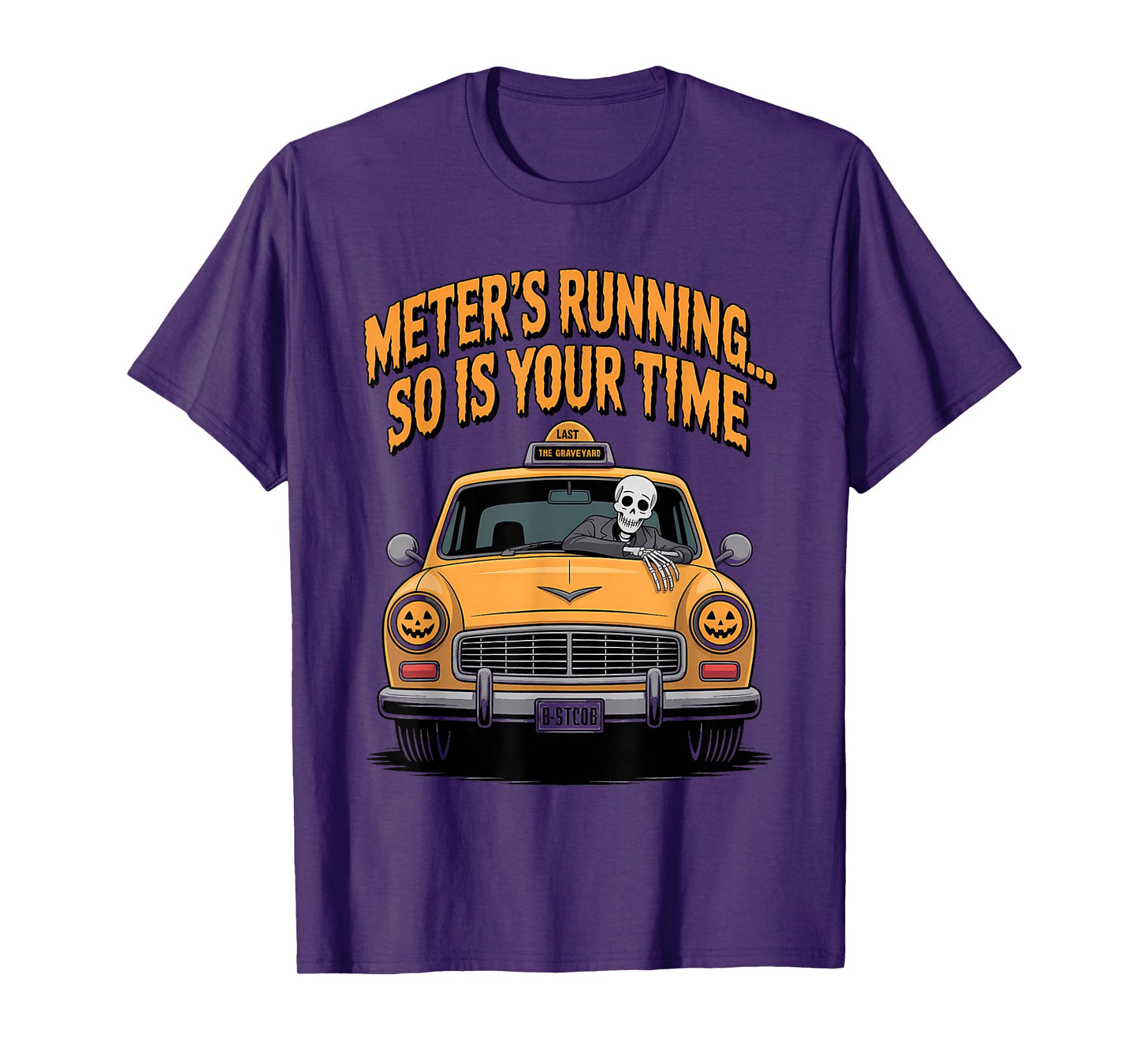 Skeleton Taxi Driver Halloween Funny Spooky Cab T-Shirt