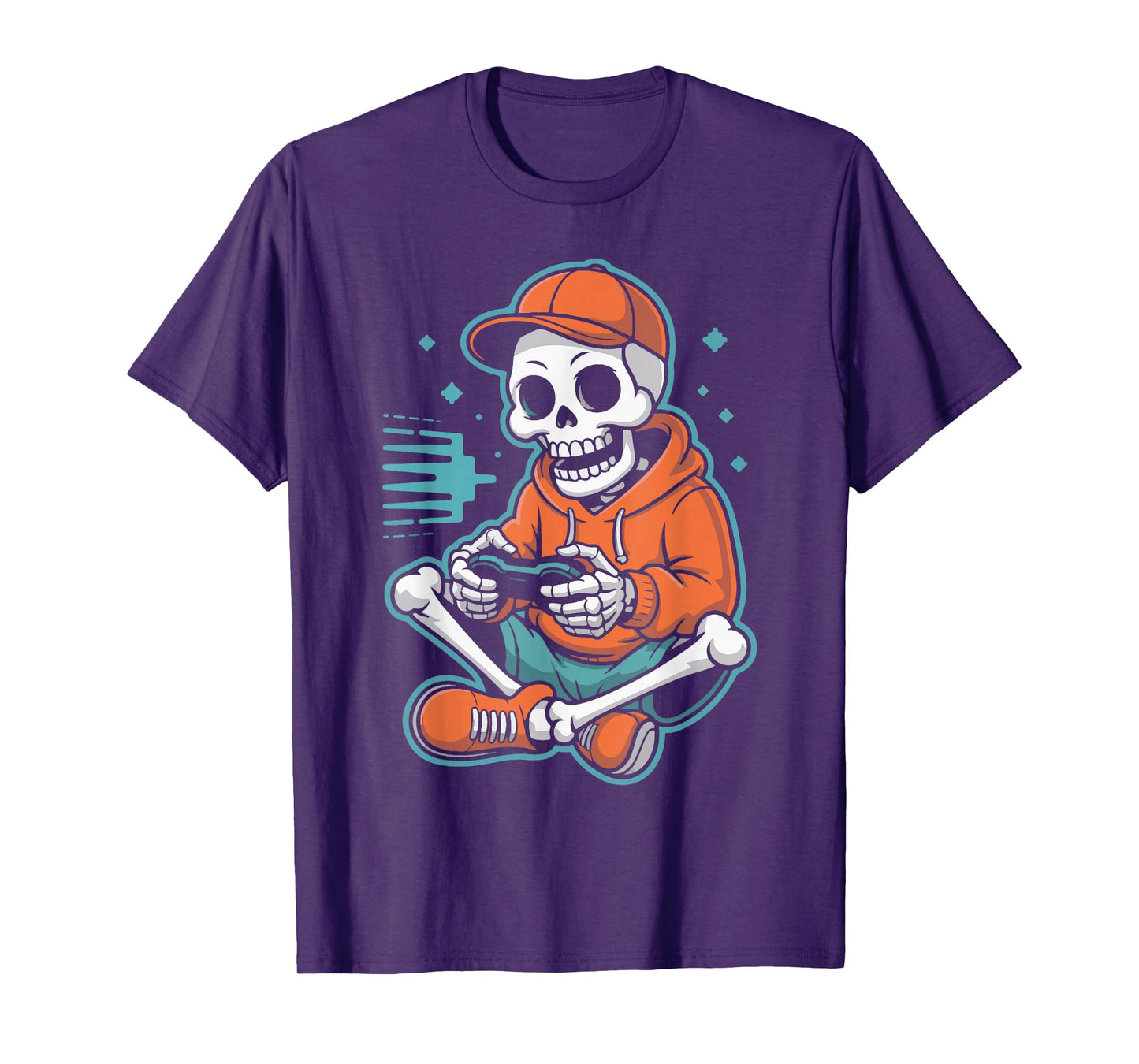 Skeleton Gamer Halloween Playing Video Games Boys Girls Teen T-Shirt