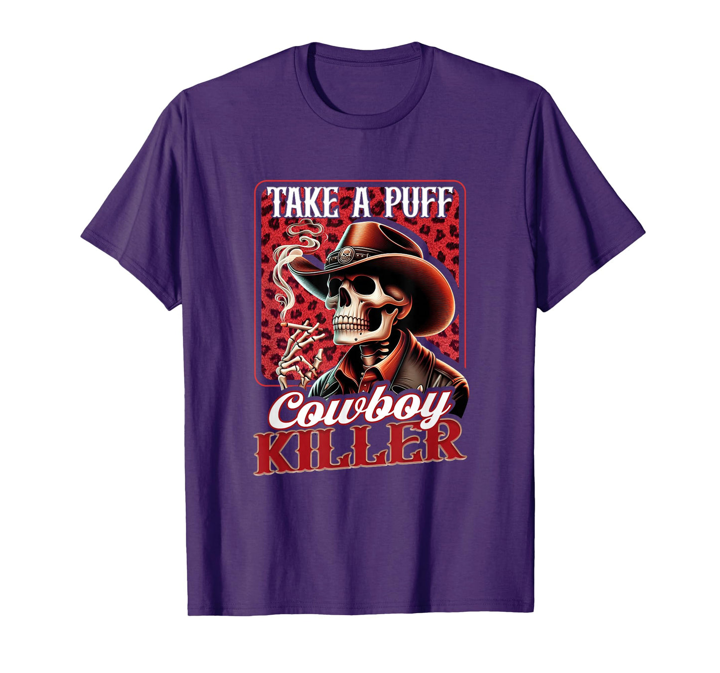 Cowboy Skeleton Take Puff Western Vintage Smoking Outlaw T-Shirt
