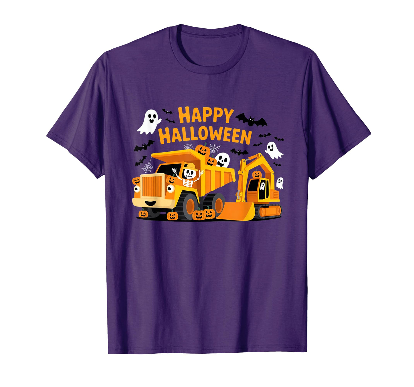 Spooky Construction Trucks Toddler Halloween Design T-Shirt